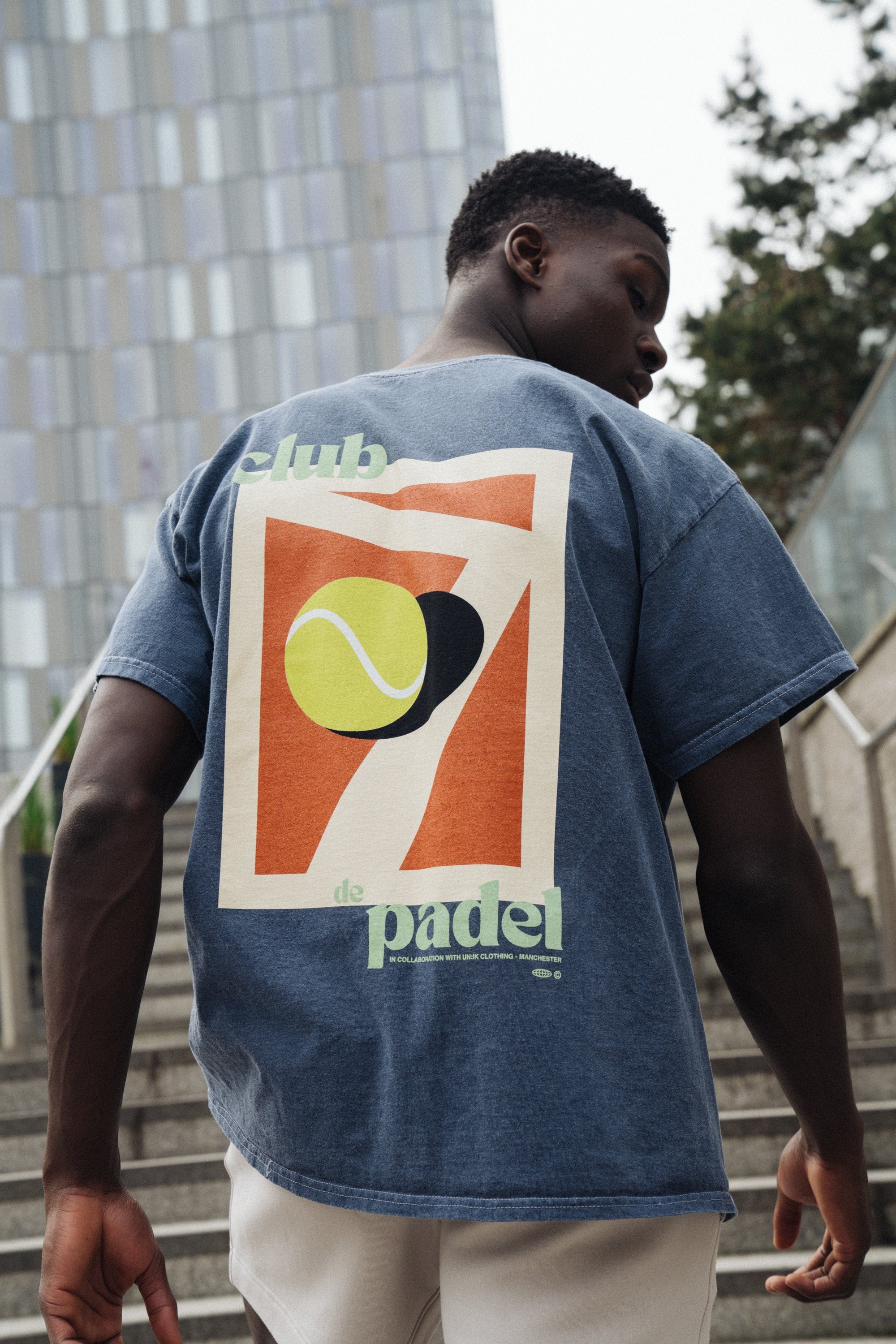 Club de Padel 'Classic Court' Vintage Washed Tee - Navy