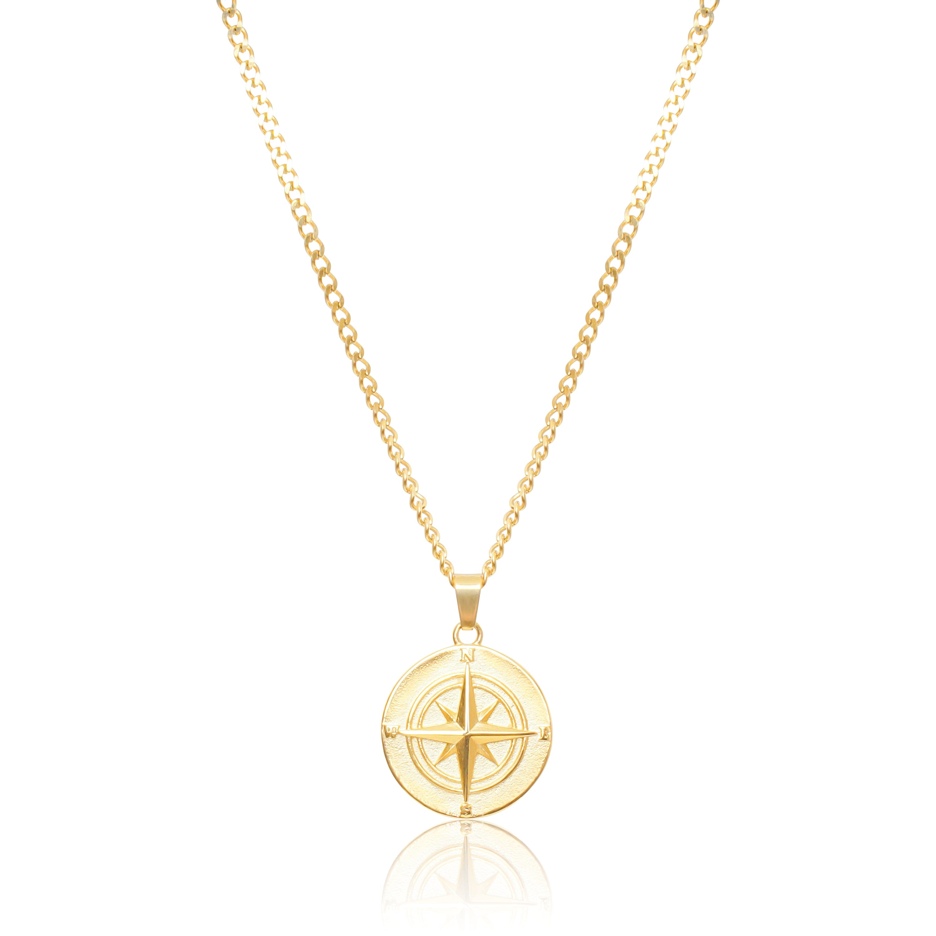 UN:IK Jewellery Compass Pendant Necklace - Silver / Gold