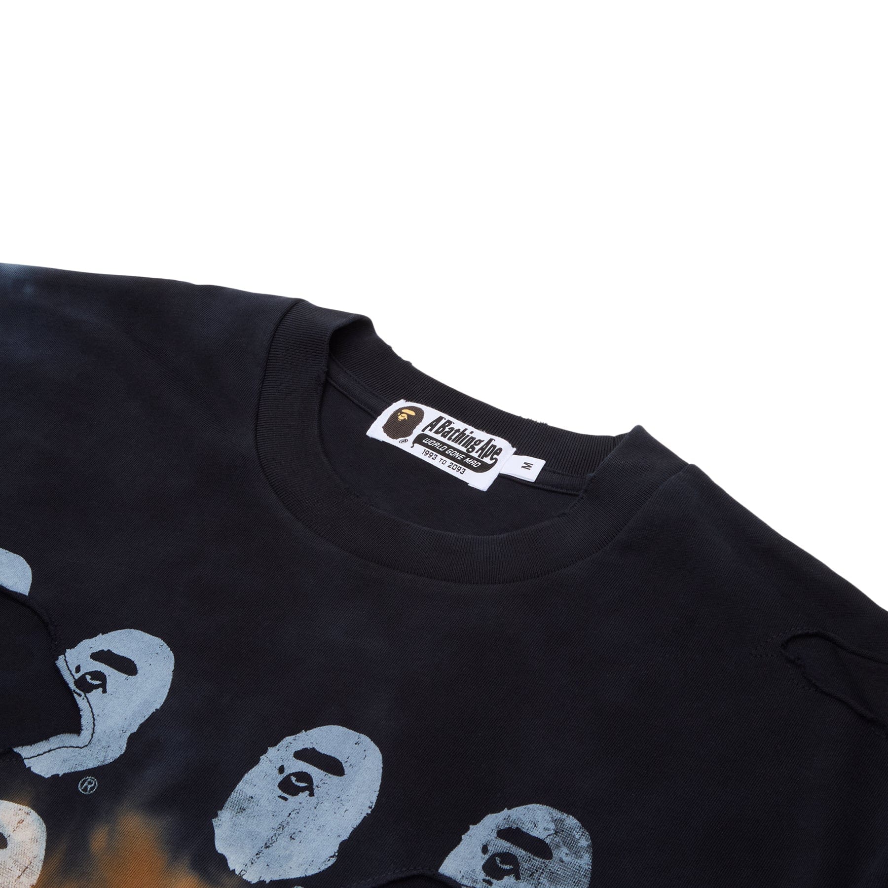 BAPE A Bathing Ape Color Camo Tie Dye Destroyed Multi Logo Relaxed Fit Tee M (Black)