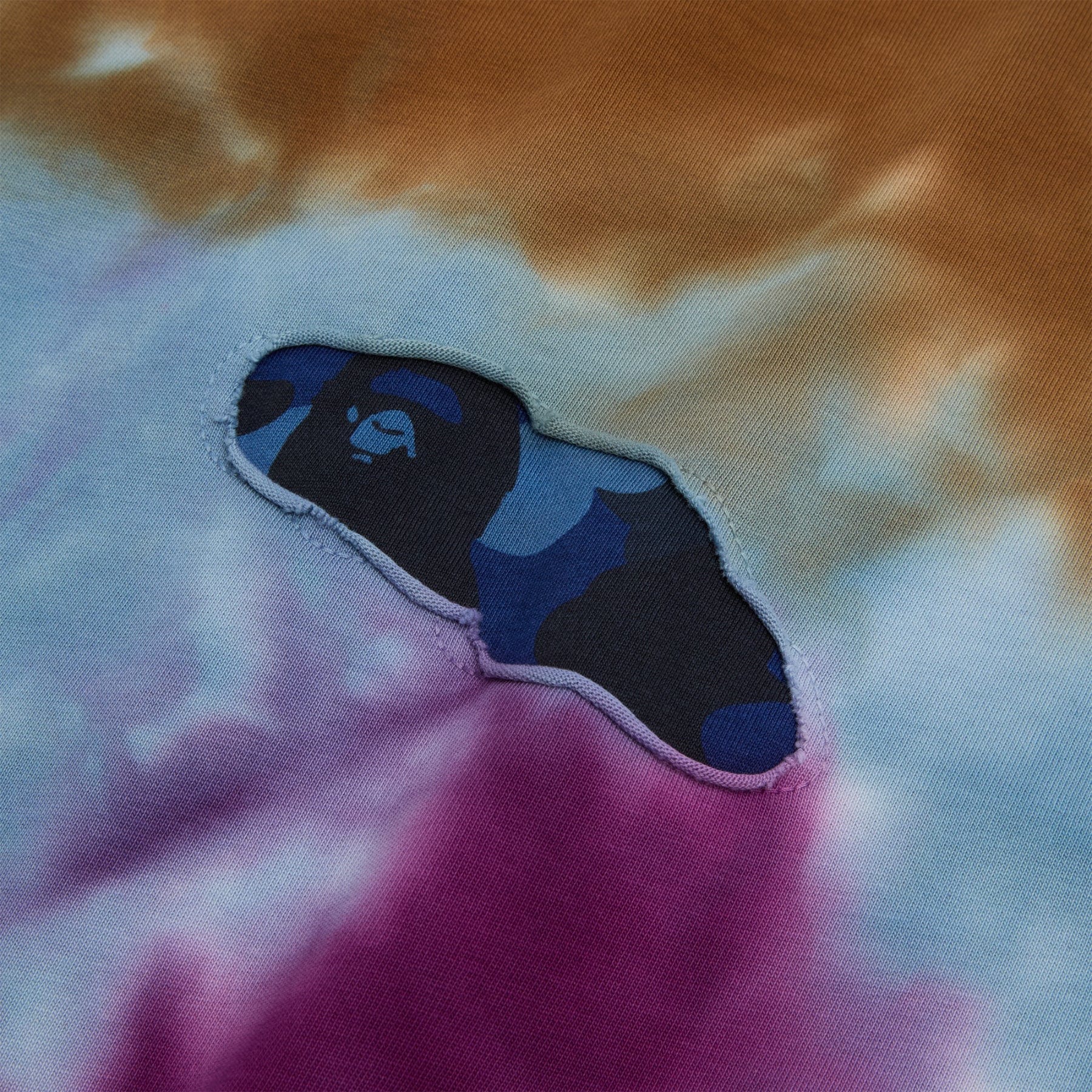 BAPE A Bathing Ape Color Camo Tie Dye Destroyed Multi Logo Relaxed Fit Tee M (Black)