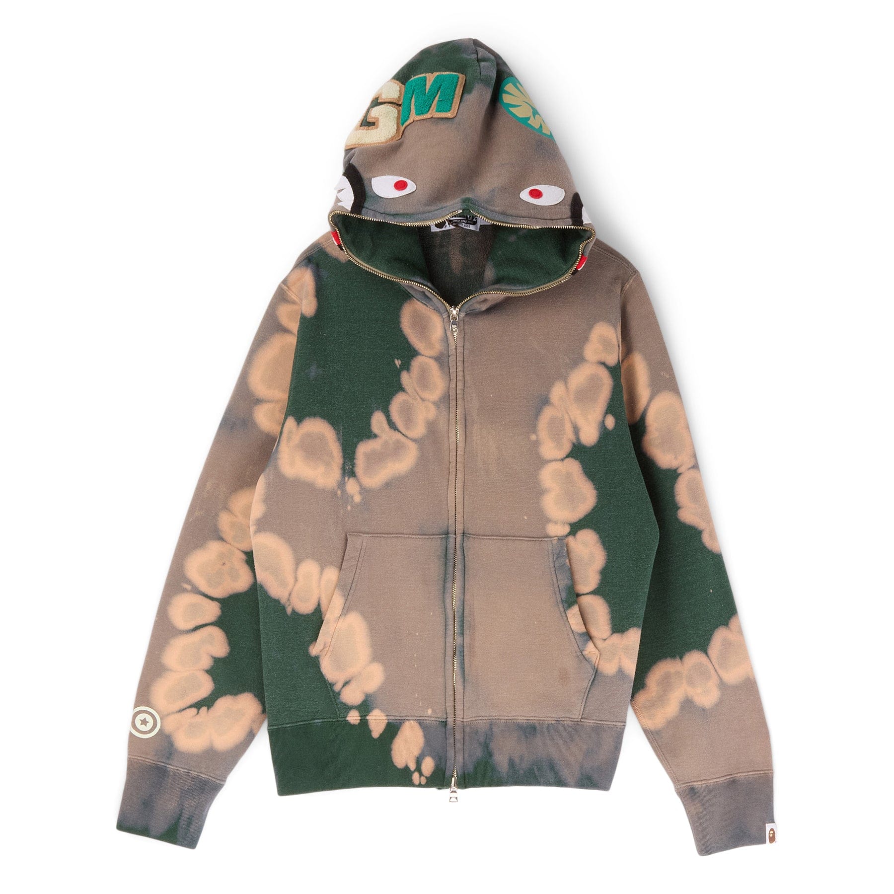 BAPE A Bathing Ape Hand Dye Shark Full Zip Hoodie (Green)