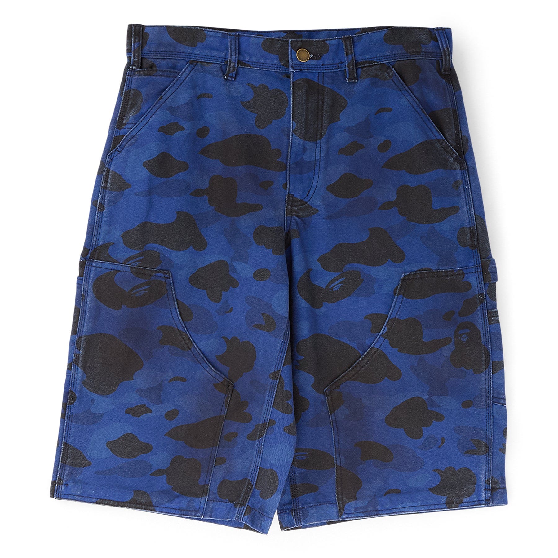 BAPE A Bathing Ape Solid 1St Camo Garment Dyed Relaxed Fit Work Shorts M (Navy)