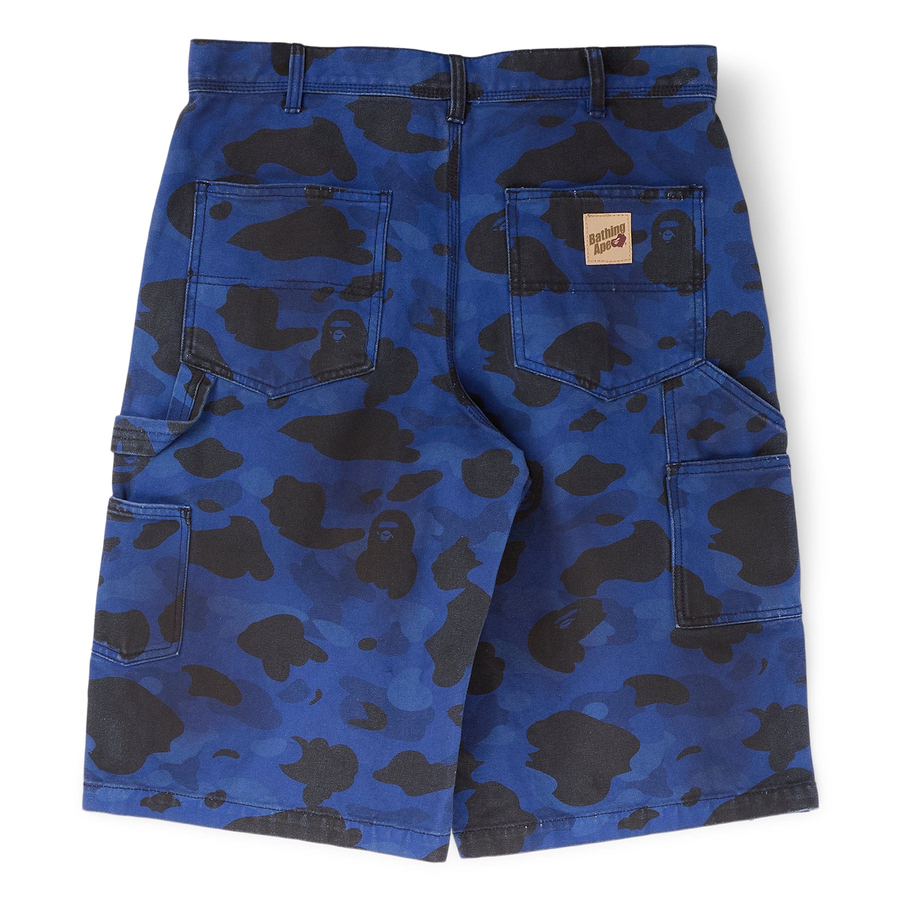 BAPE A Bathing Ape Solid 1St Camo Garment Dyed Relaxed Fit Work Shorts M (Navy)