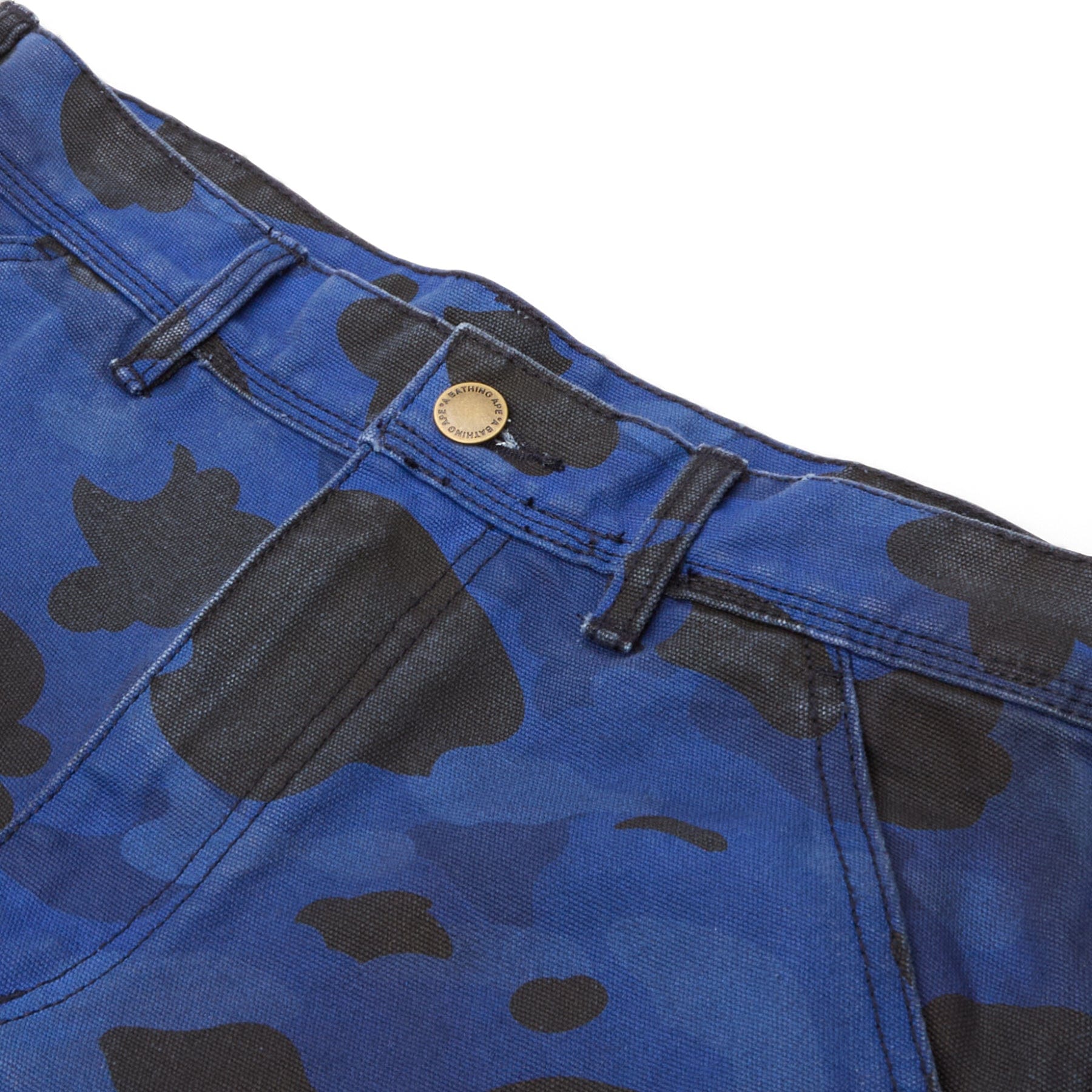 BAPE A Bathing Ape Solid 1St Camo Garment Dyed Relaxed Fit Work Shorts M (Navy)