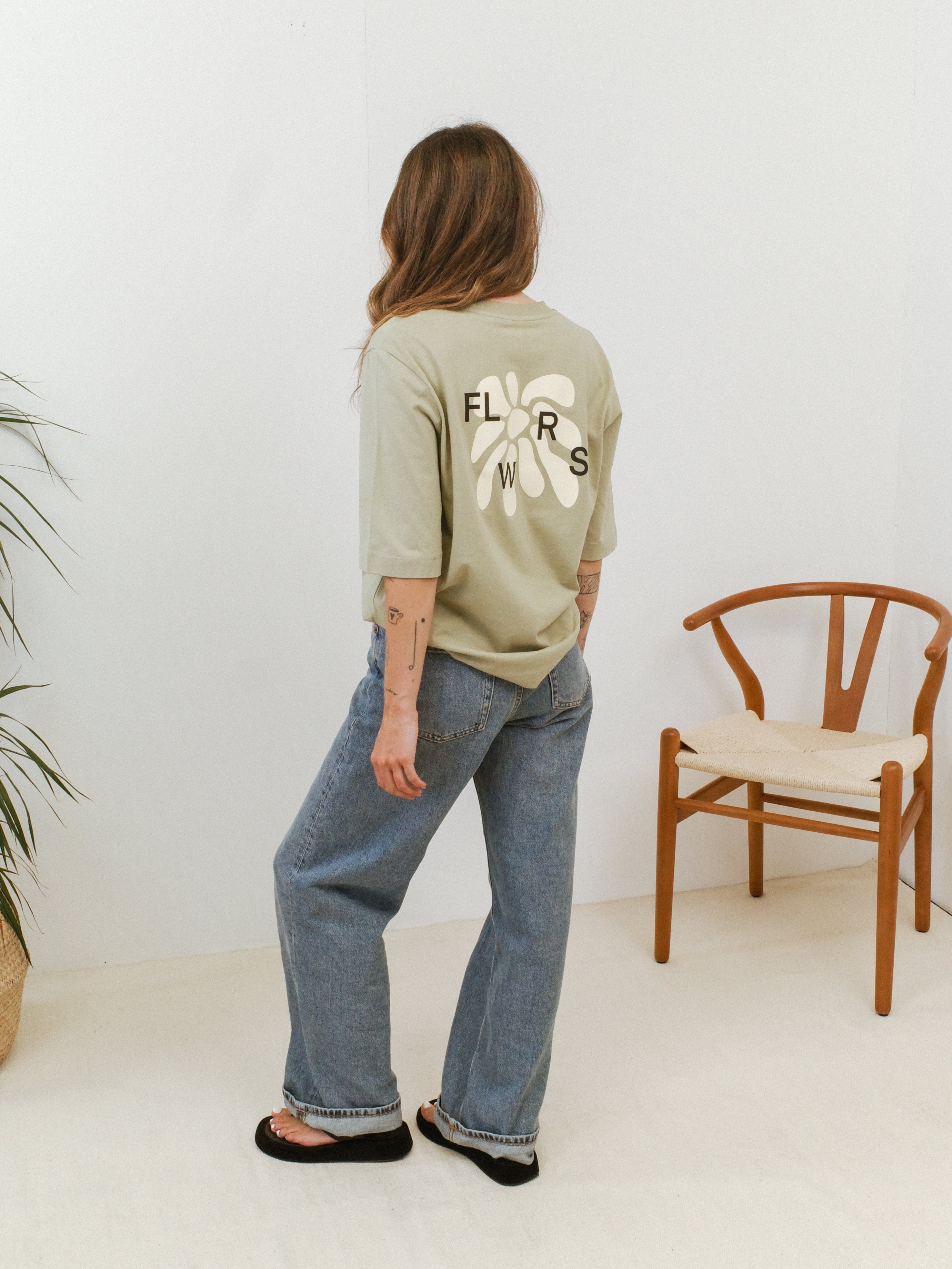 FLWRS by Chloe Hayward FLWRS Organic Boxy Tee - Sage