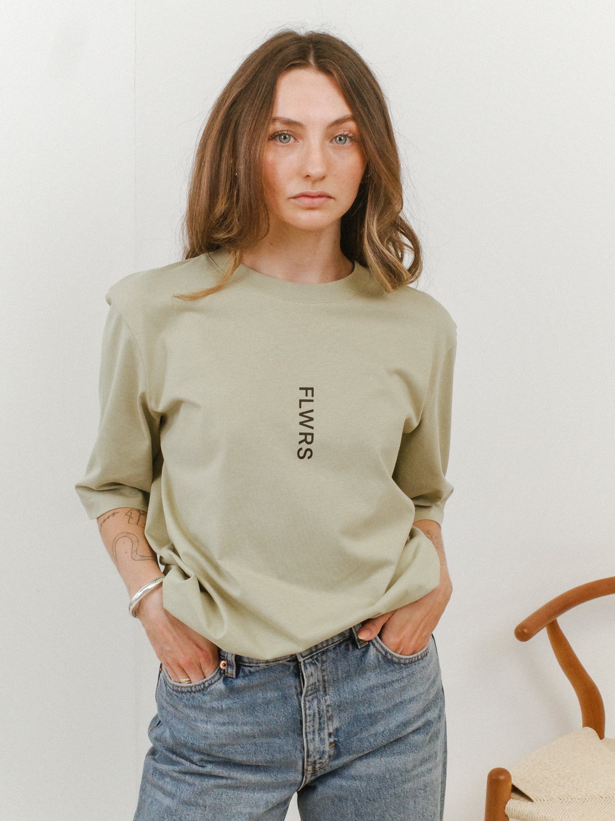 FLWRS by Chloe Hayward FLWRS Organic Boxy Tee - Sage