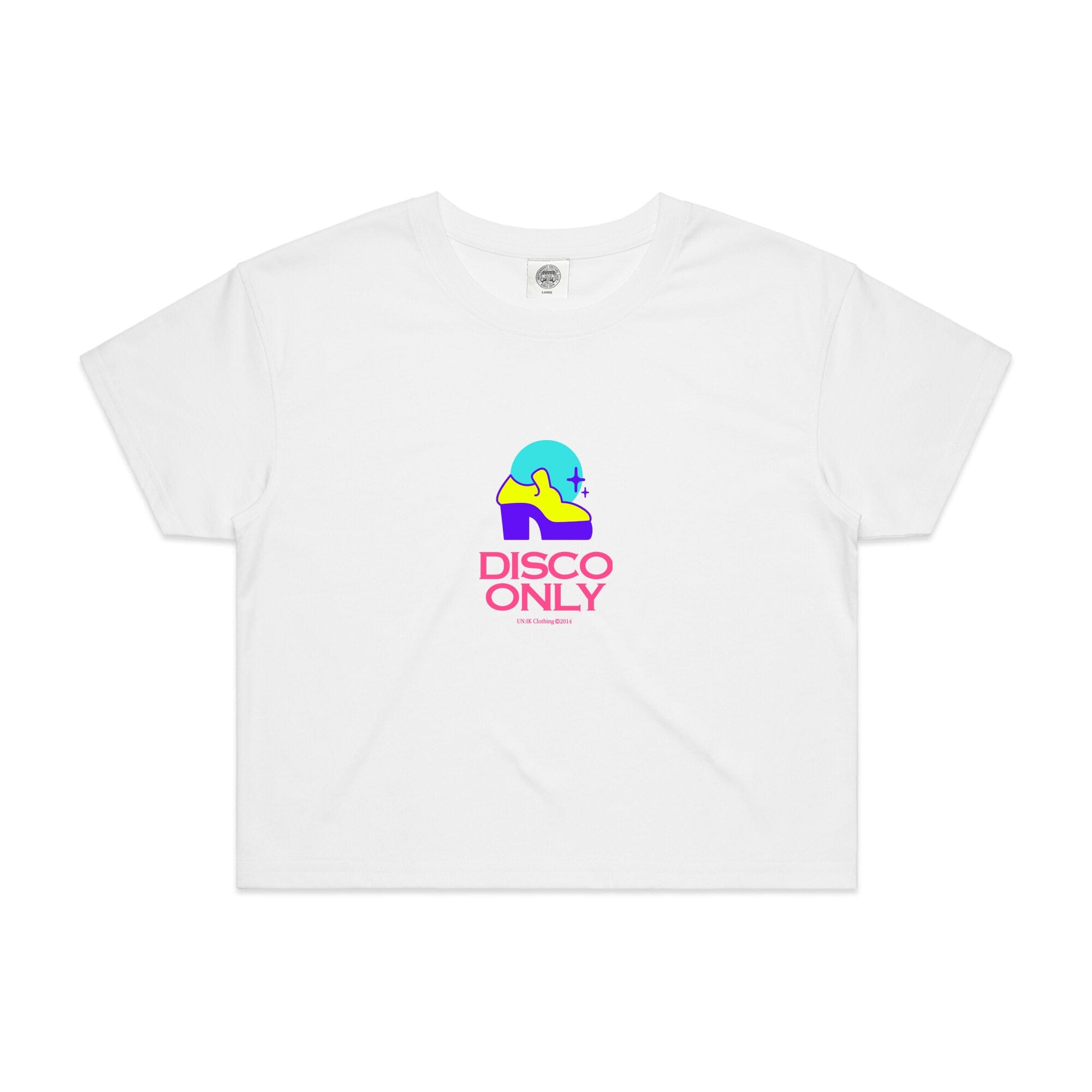 DISCO ONLY WMNS 'Play It Twice V3' Cropped Tee - White