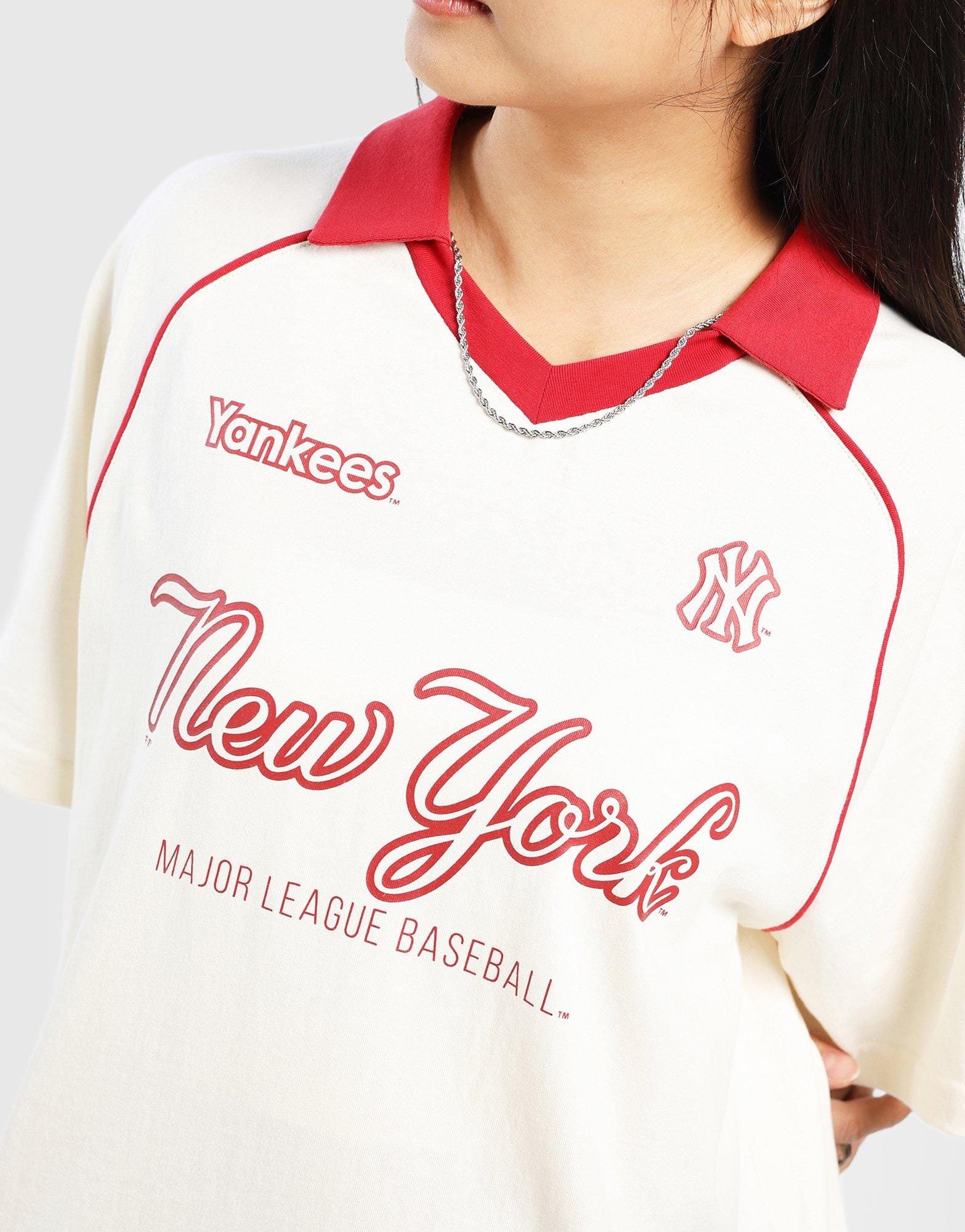 Majestic MLB New York Yankees V-Neck Oversized Polo Jersey