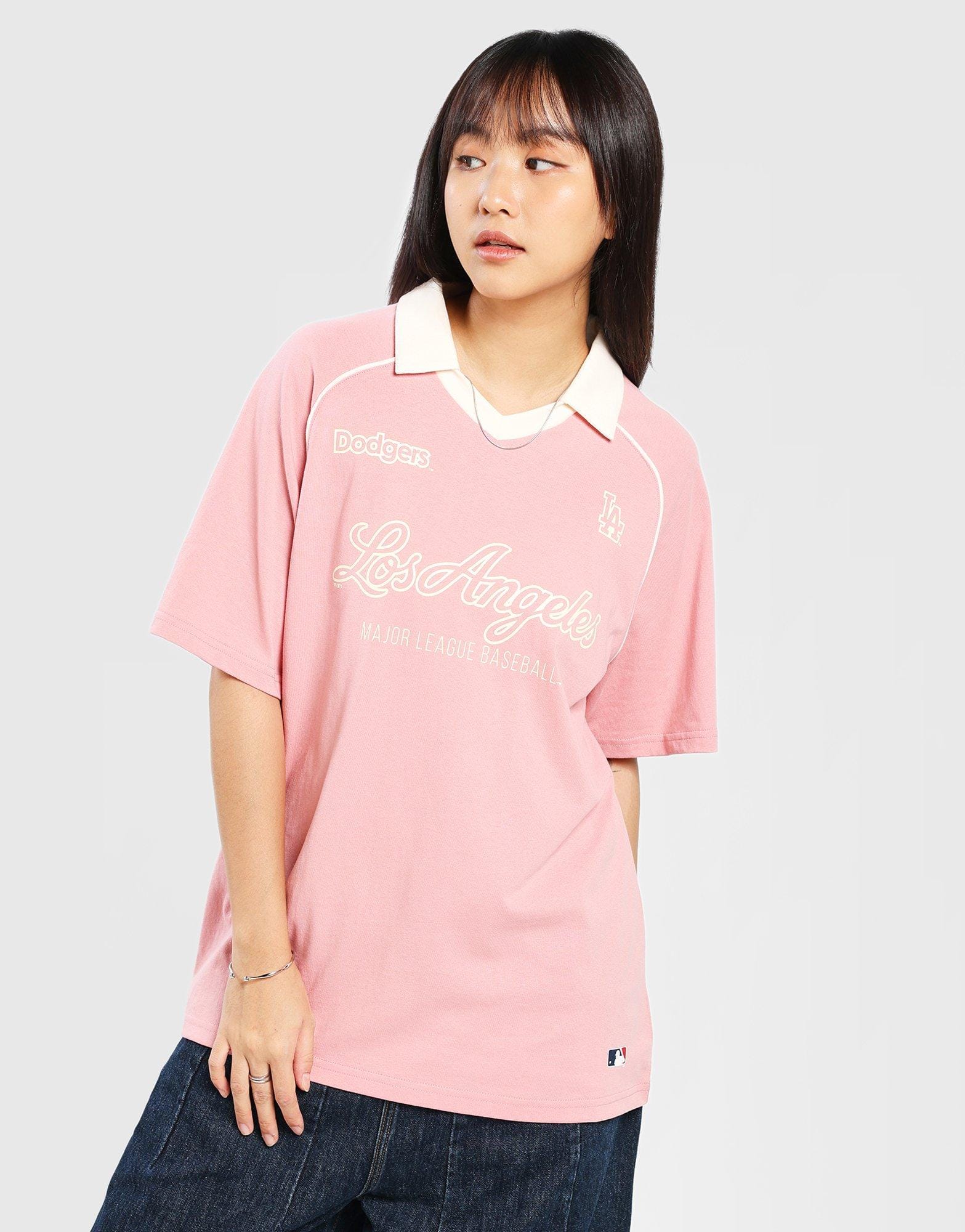 Majestic MLB Los Angeles Dodgers V-Neck Oversized Polo Jersey