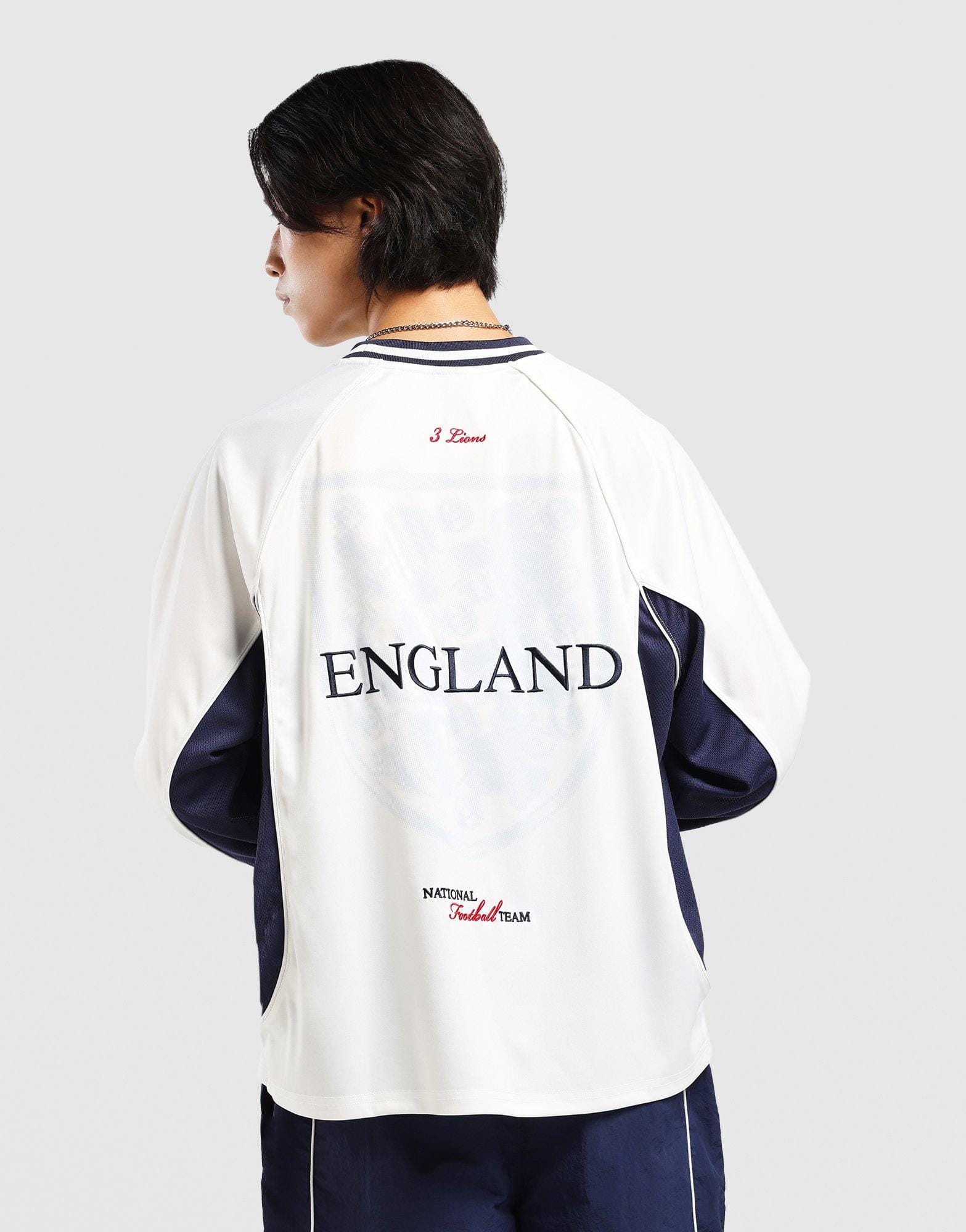 Majestic England Mesh Panel Long Sleeve Jersey