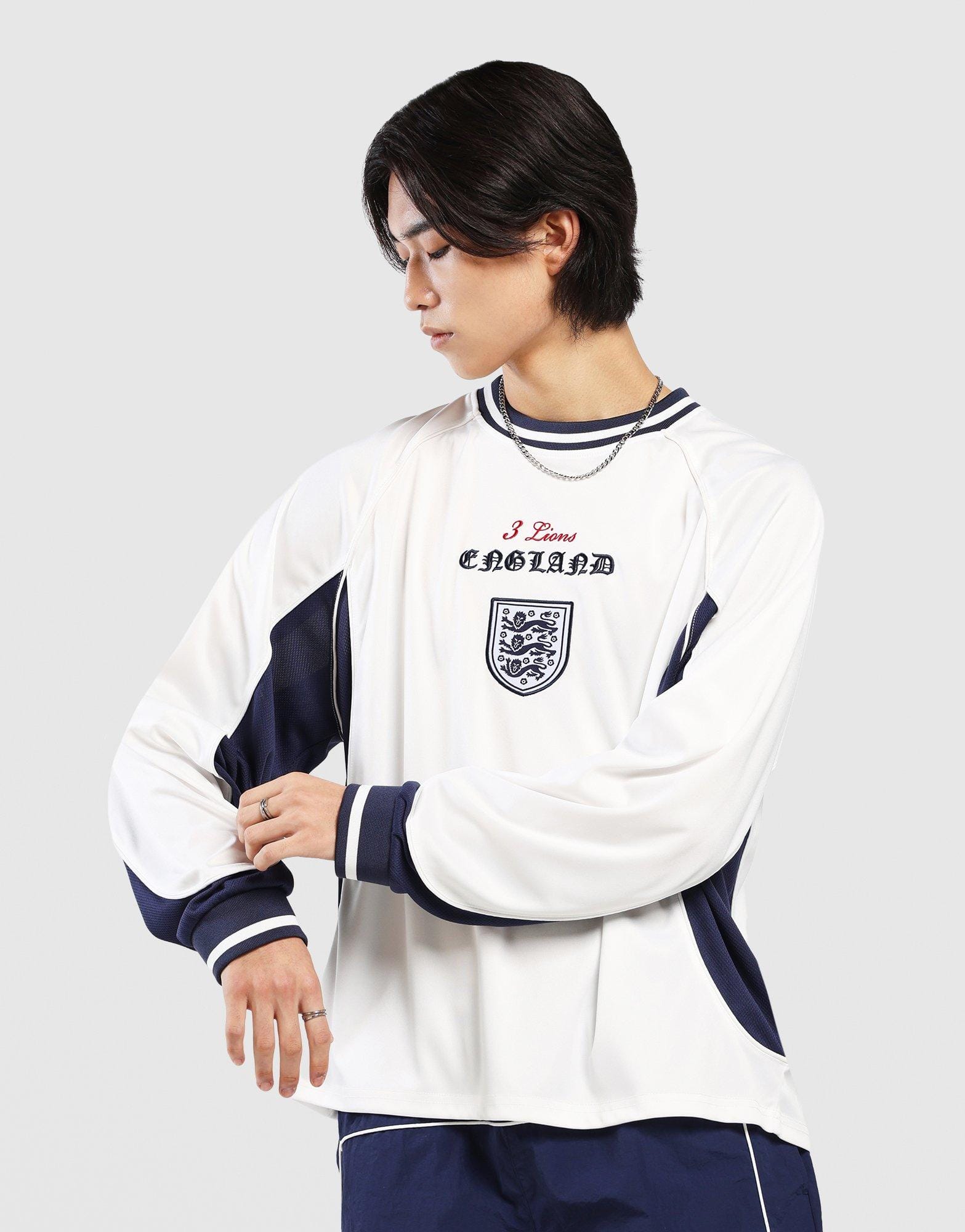 Majestic England Mesh Panel Long Sleeve Jersey