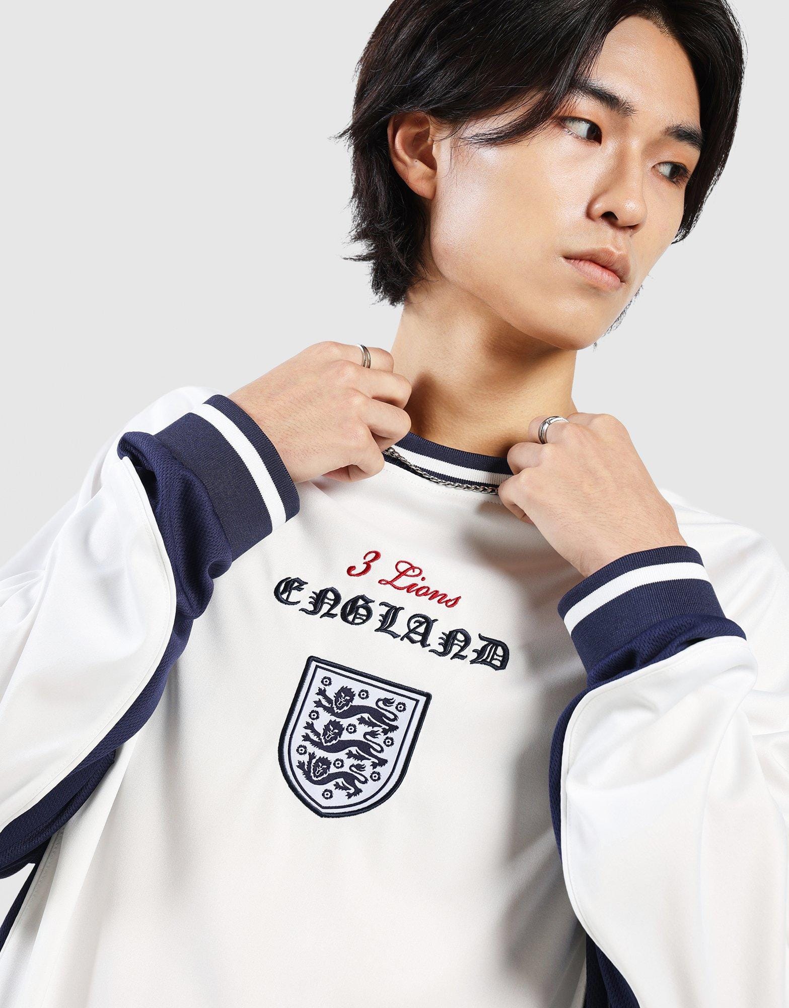 Majestic England Mesh Panel Long Sleeve Jersey