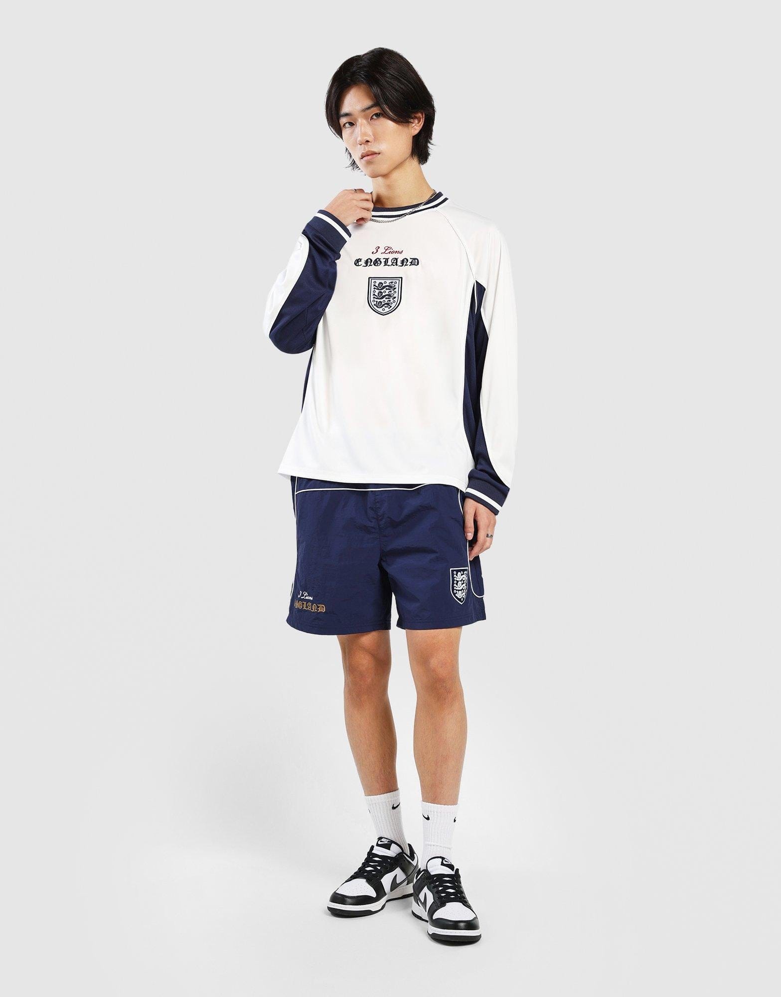 Majestic England Mesh Panel Long Sleeve Jersey