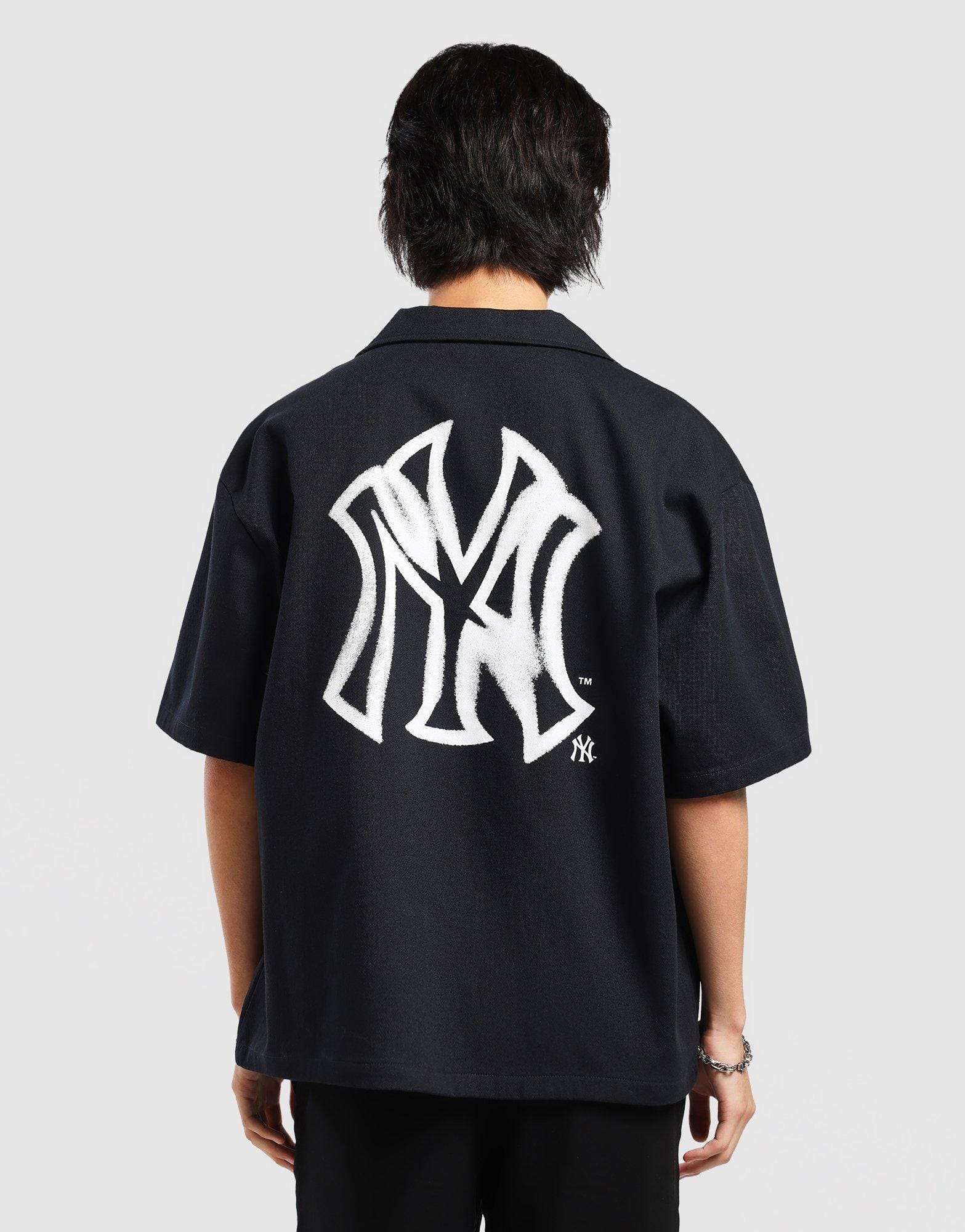 Majestic NY Spray Boxy Crop Stripe Shirt
