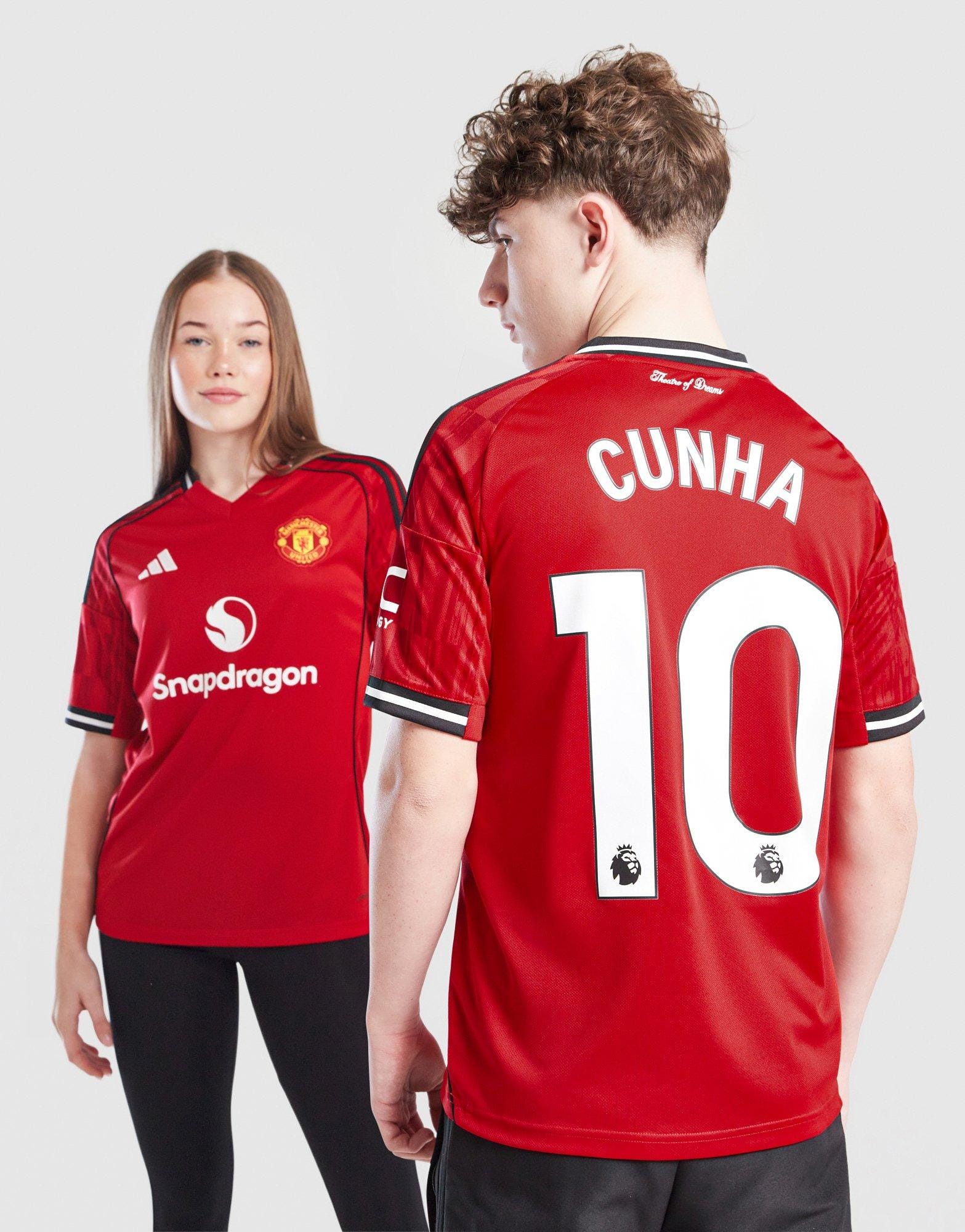 adidas Manchester United 2025/26 Cunha #10 Home Shirt Junior's