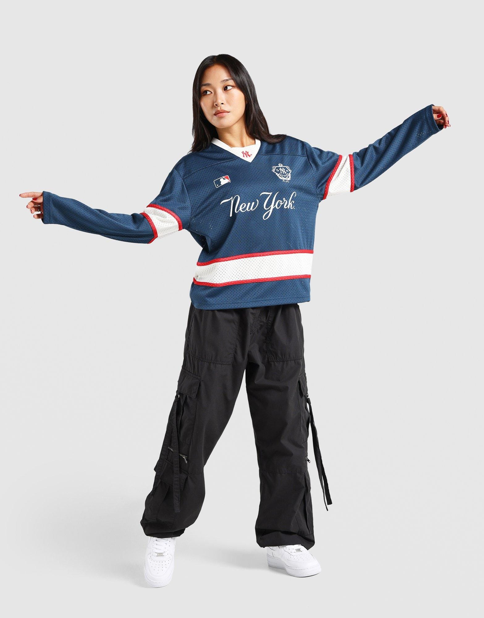 Majestic New York Panel Mesh Long Sleeve T-Shirt