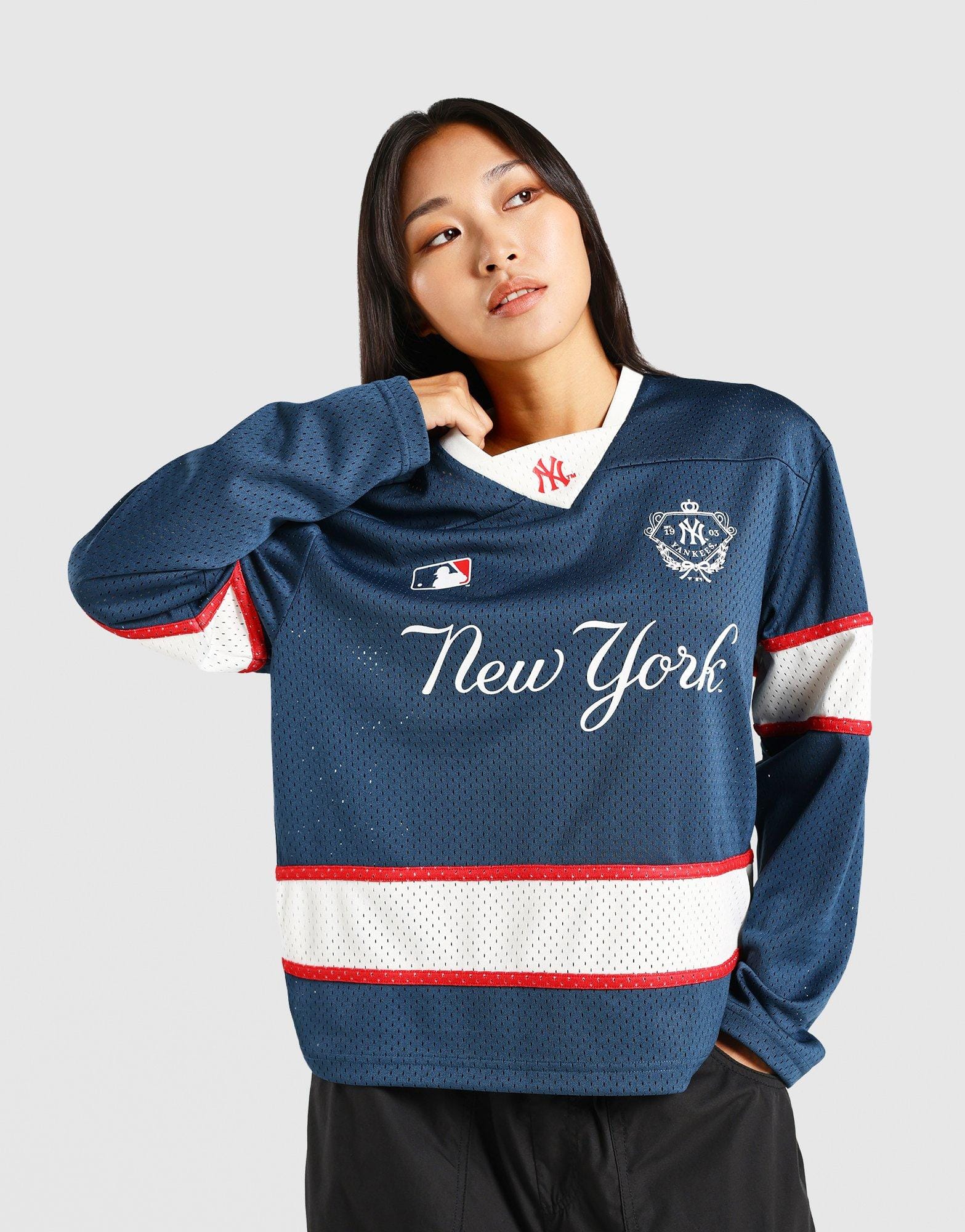 Majestic New York Panel Mesh Long Sleeve T-Shirt