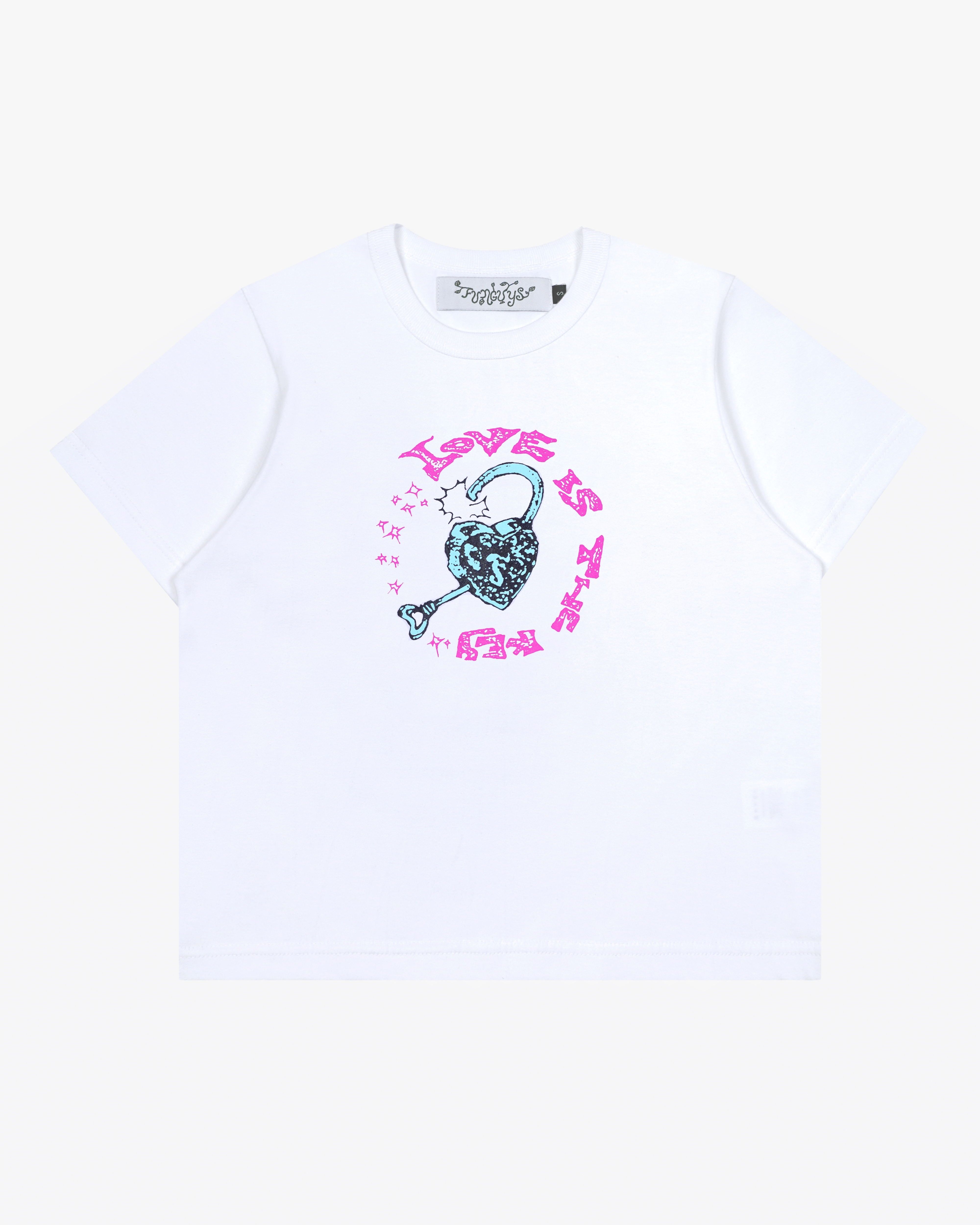 FUNGUYS - Men's Love Is The Key Baby Tee - (White)