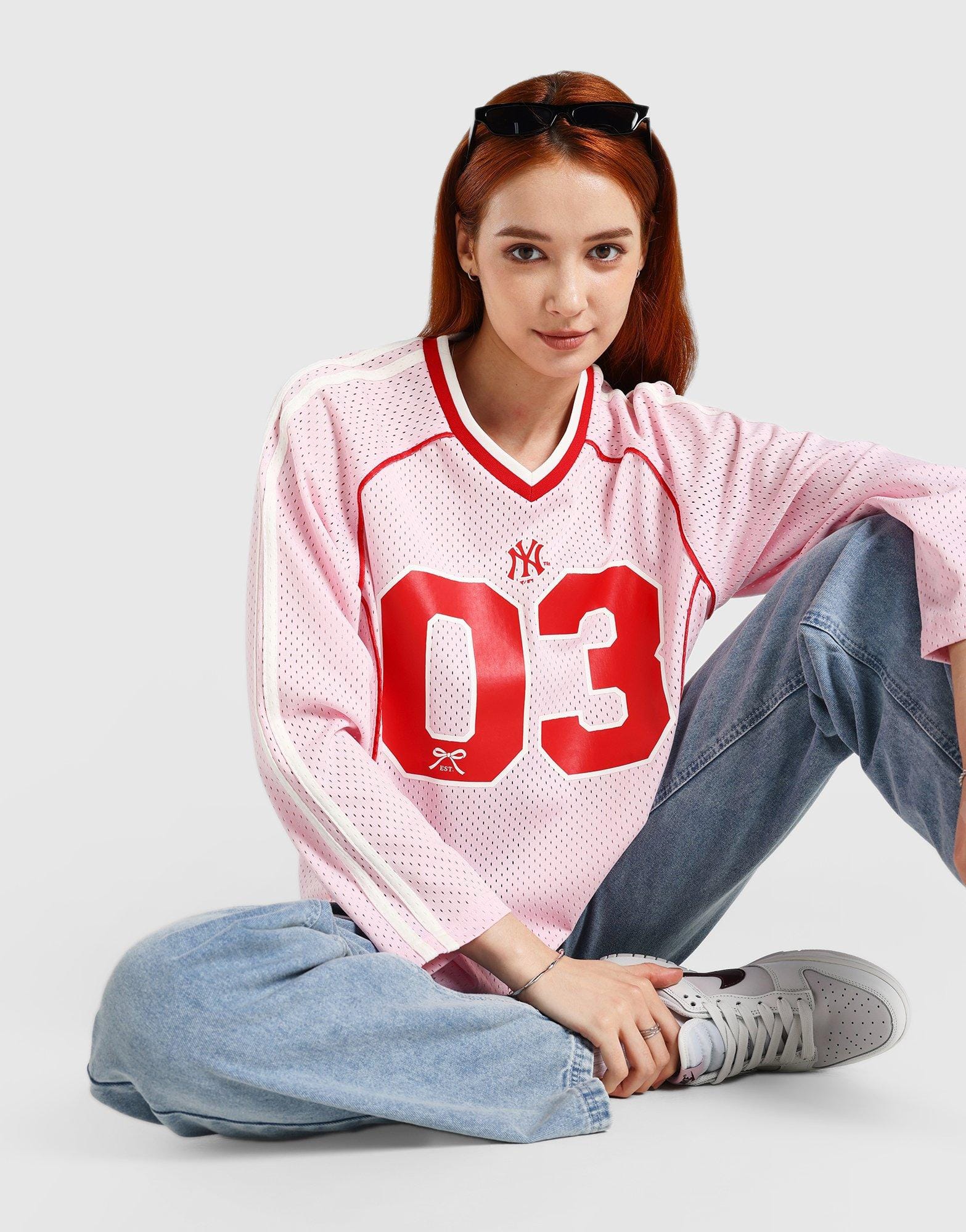 Majestic NY Yankees Pipe Mesh Long‑Sleeve T‑Shirt