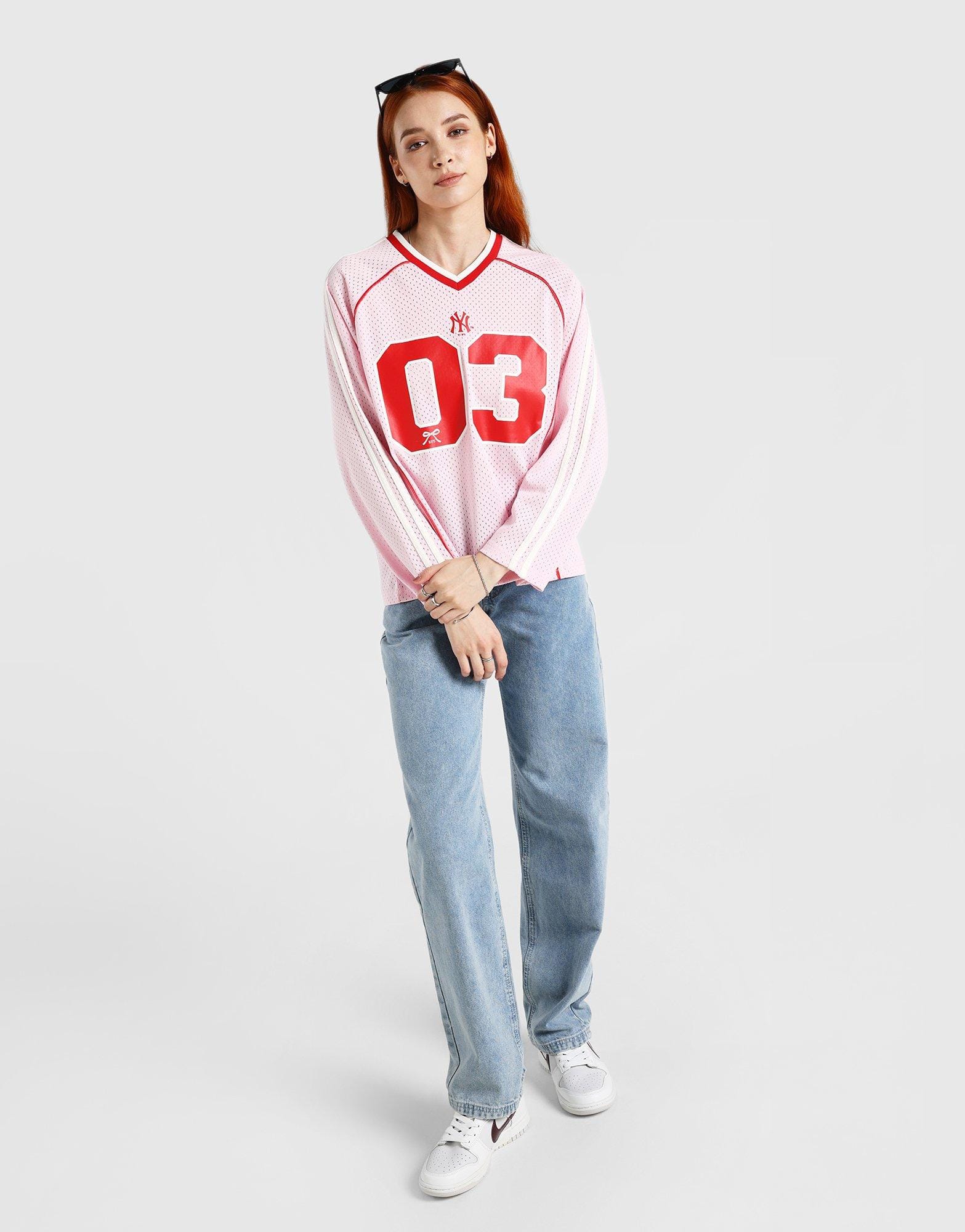 Majestic NY Yankees Pipe Mesh Long‑Sleeve T‑Shirt