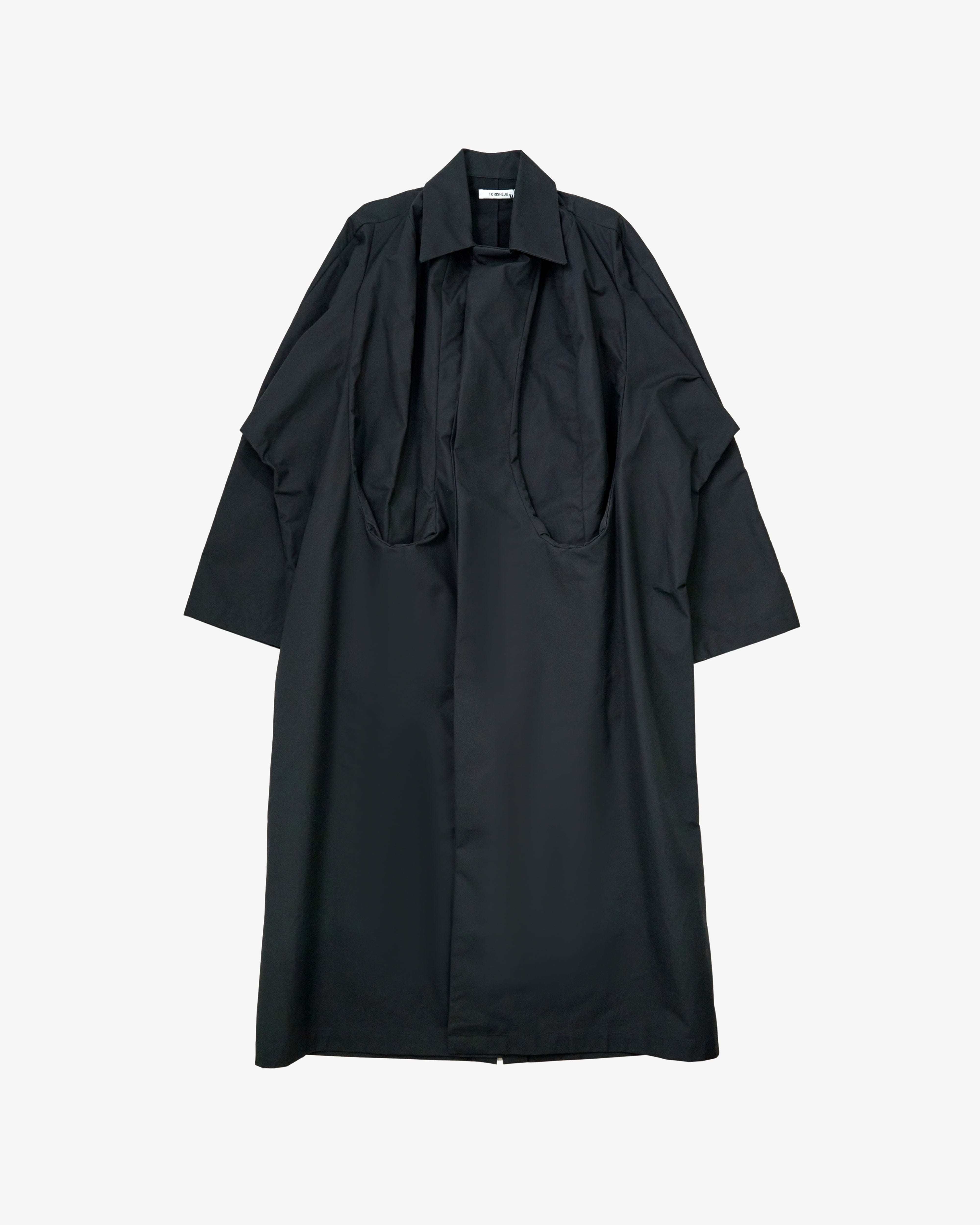 TORISHEJU - Women's Waxed Concaved Long Coat - (Black)