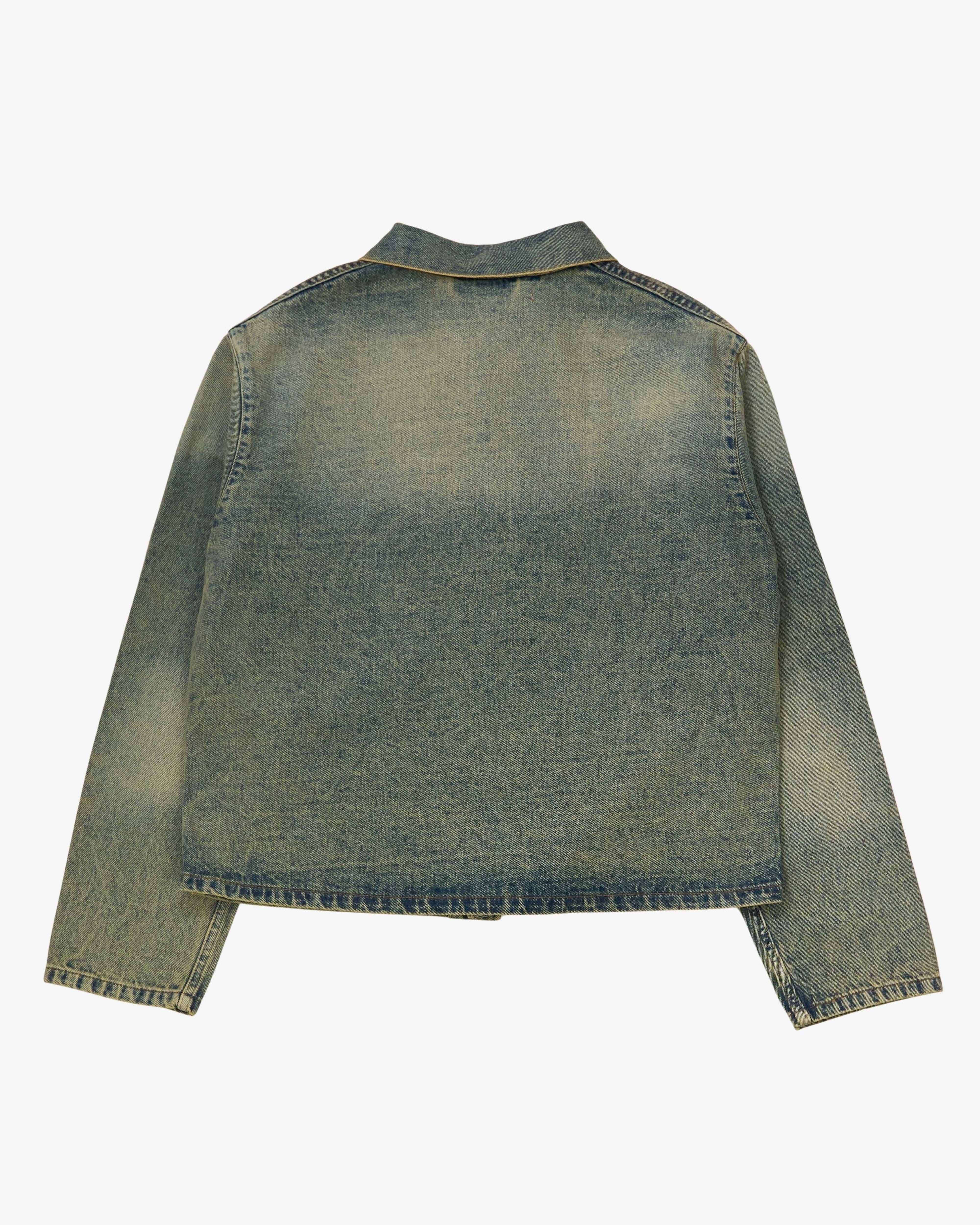 META CAMPANIA COLLECTIVE - Men's Bill Cropped Teawash Denim Workwear Jacket - (Denim)