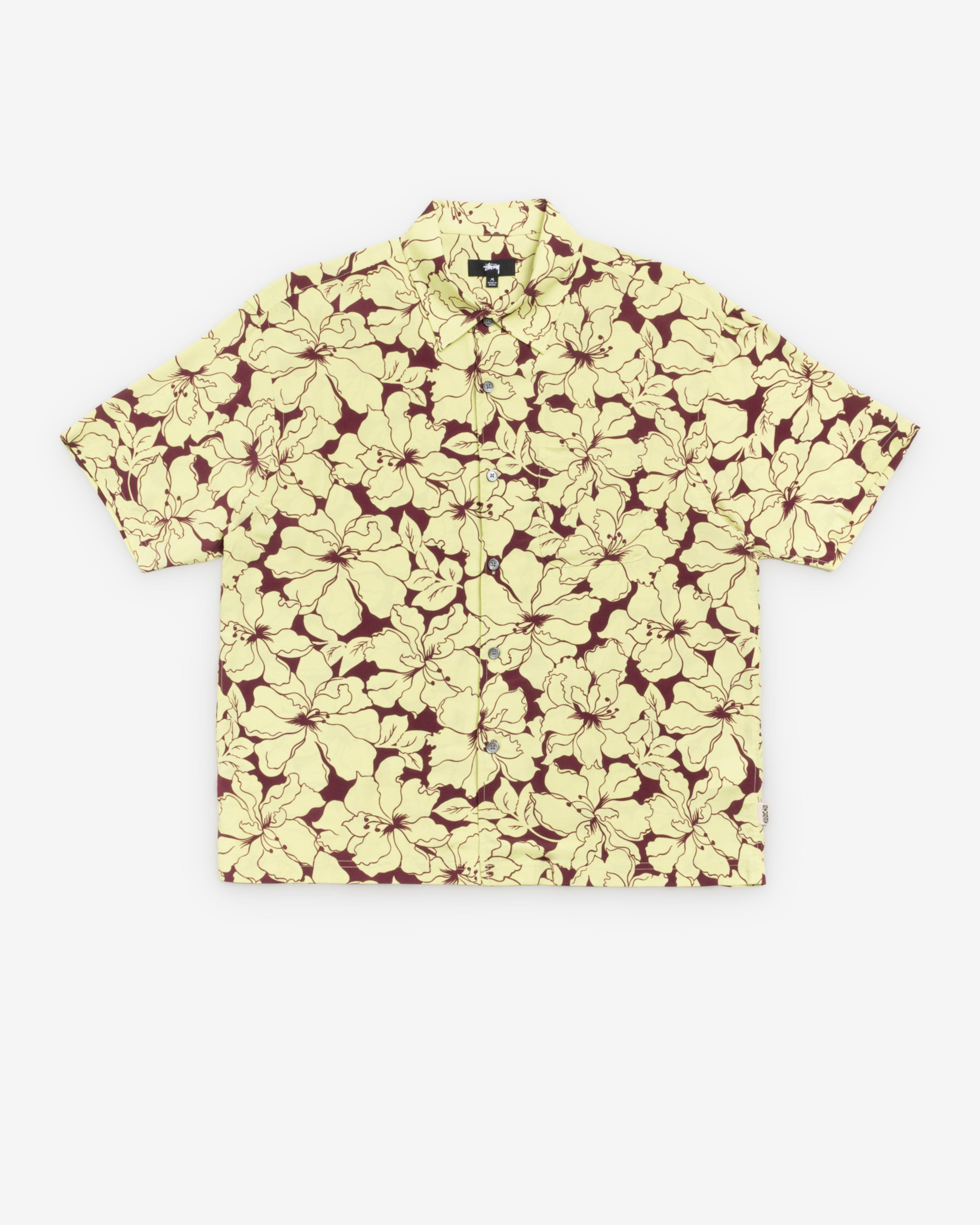 Stüssy - Men's Floral Hawaiian Shirt - (Lime)
