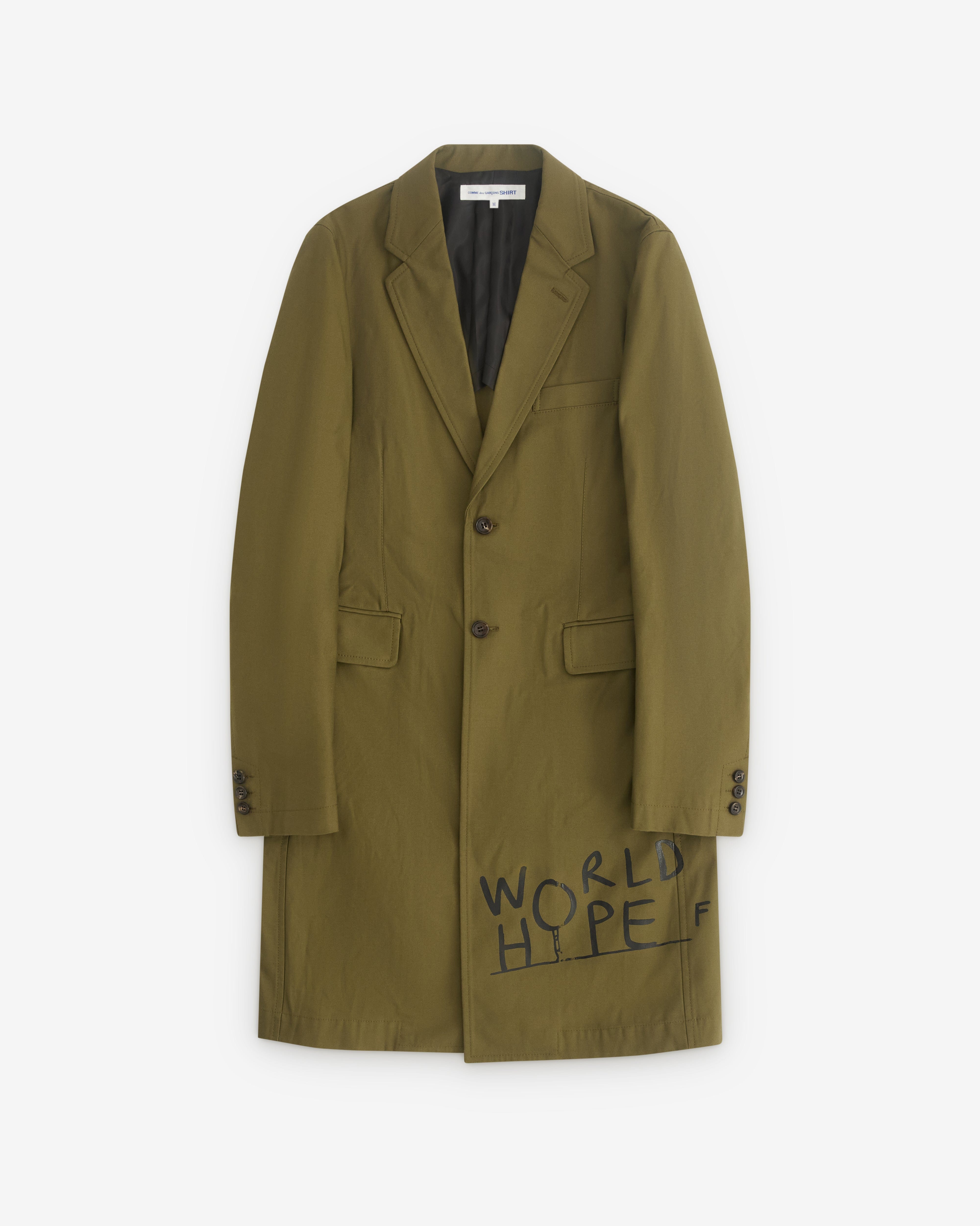 CDG Shirt - Men's Cotton Nylon Back Satin Garment Printed - (Khaki)