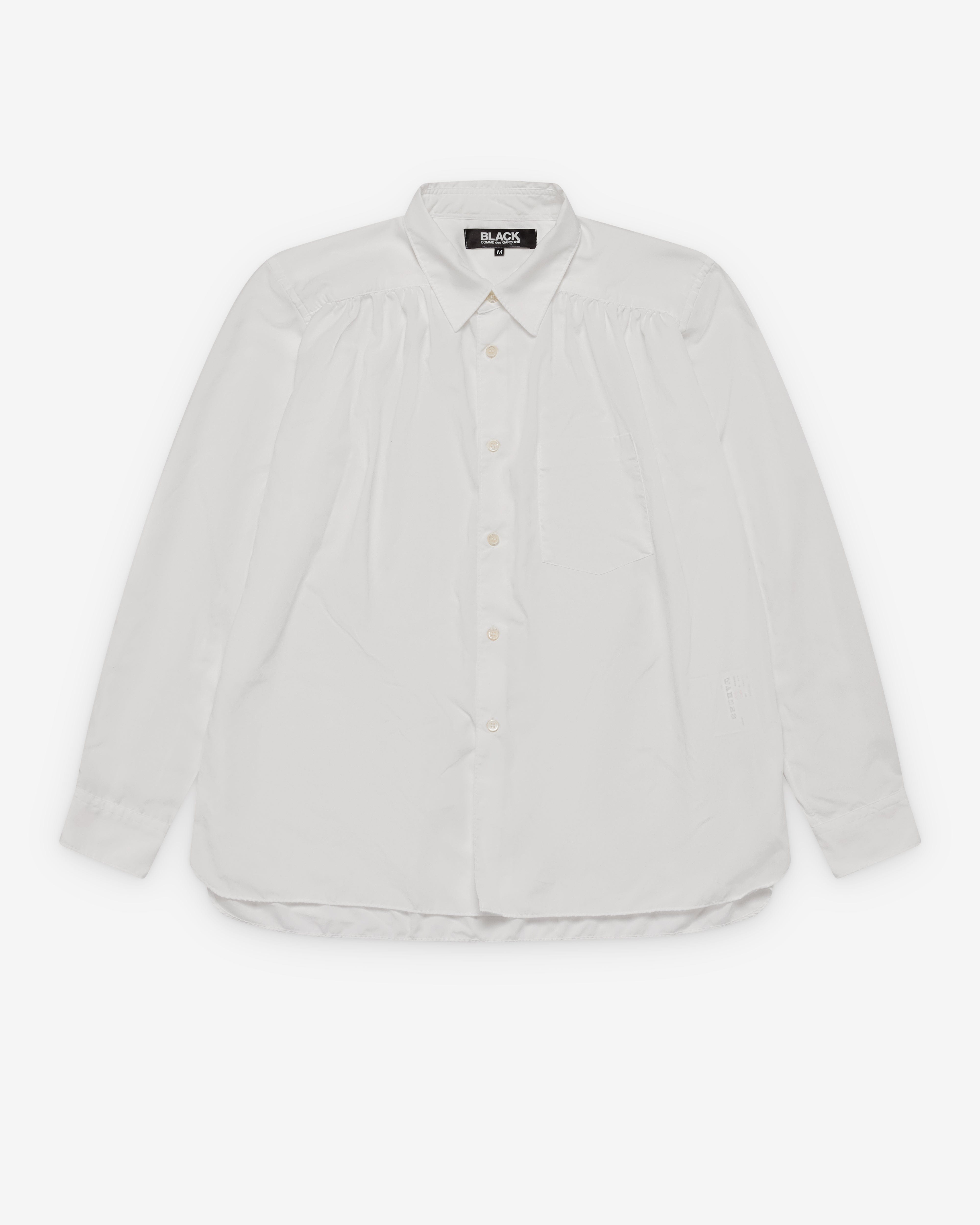 CDG Black Collection Black Comme des Garçons - Men's Pleated L/S Shirt - (White)