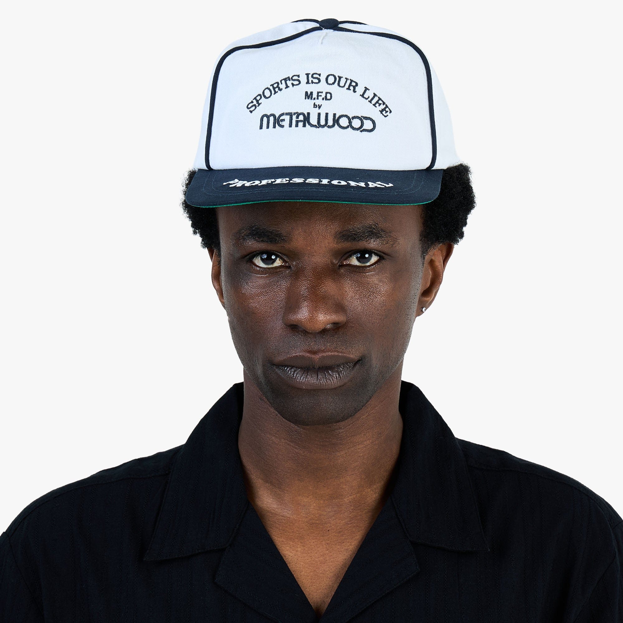 Metalwood Professional Piping Snapback Hat / White