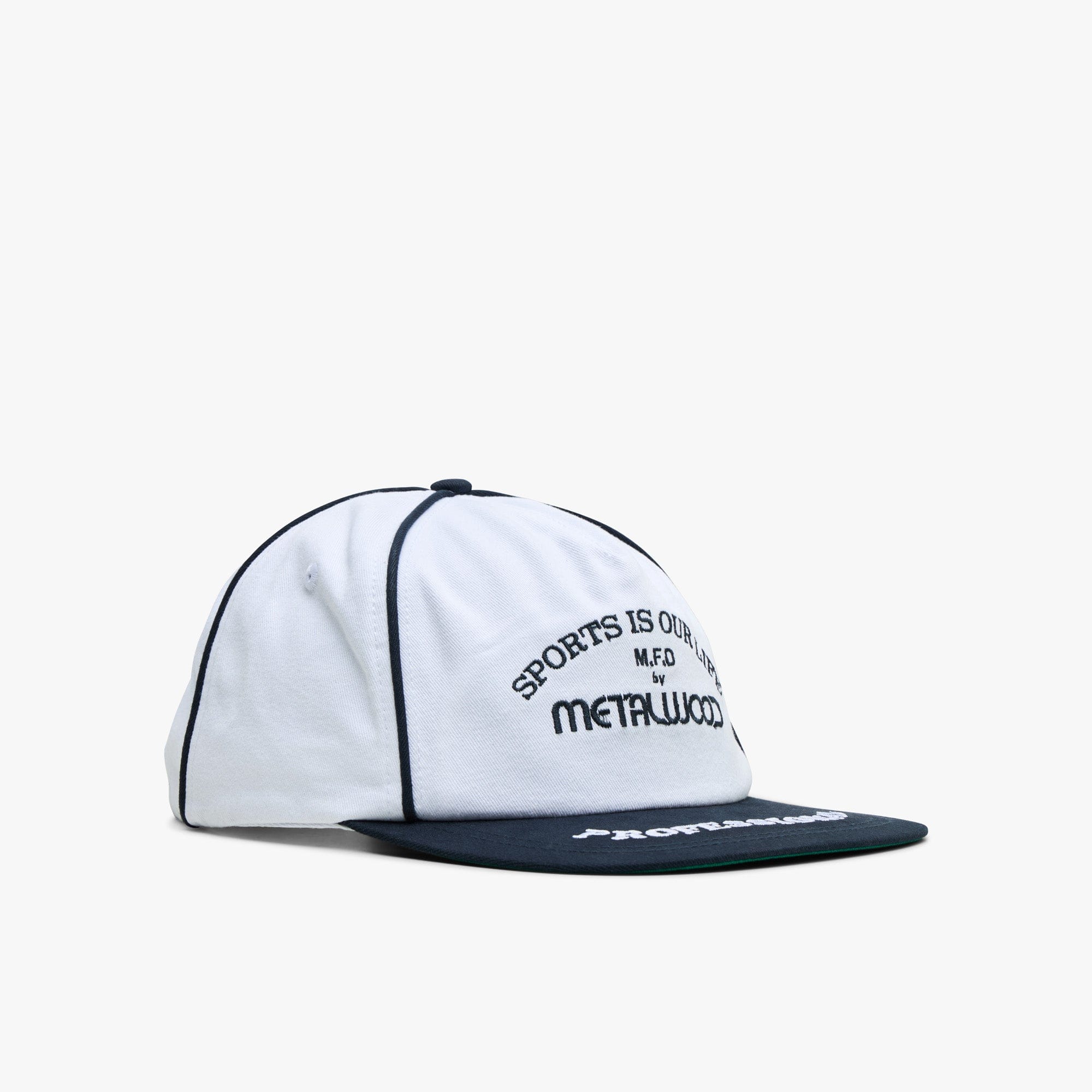 Metalwood Professional Piping Snapback Hat / White