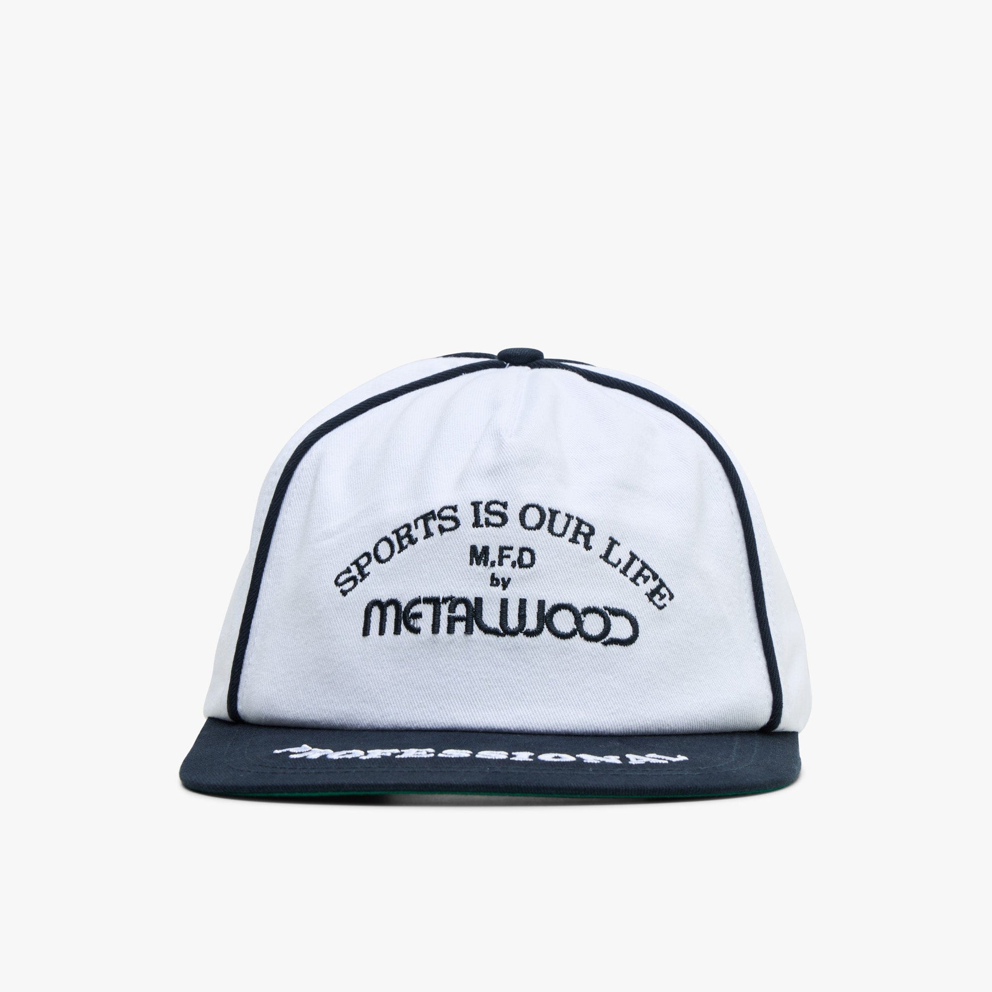Metalwood Professional Piping Snapback Hat / White