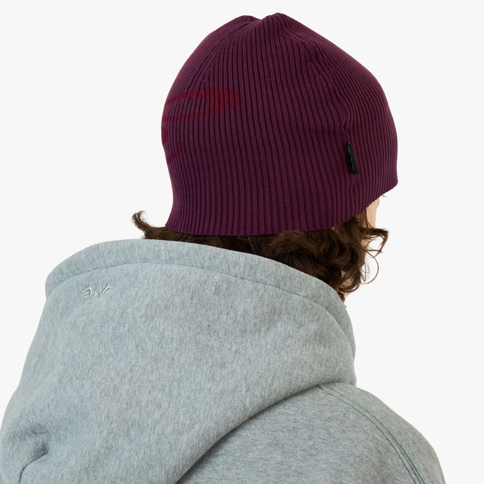 4YE Signature Ribbed Beanie Plum / Red