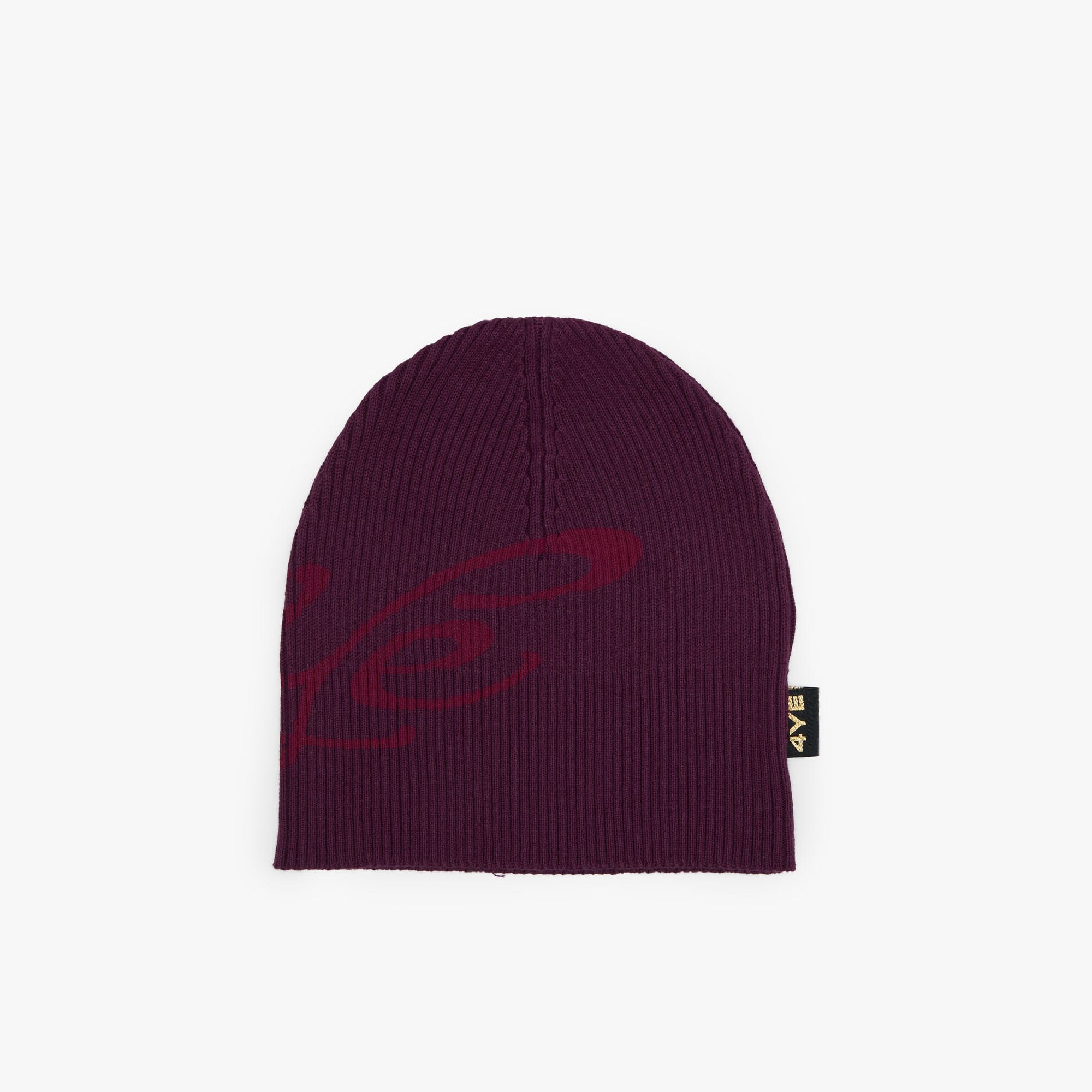 4YE Signature Ribbed Beanie Plum / Red