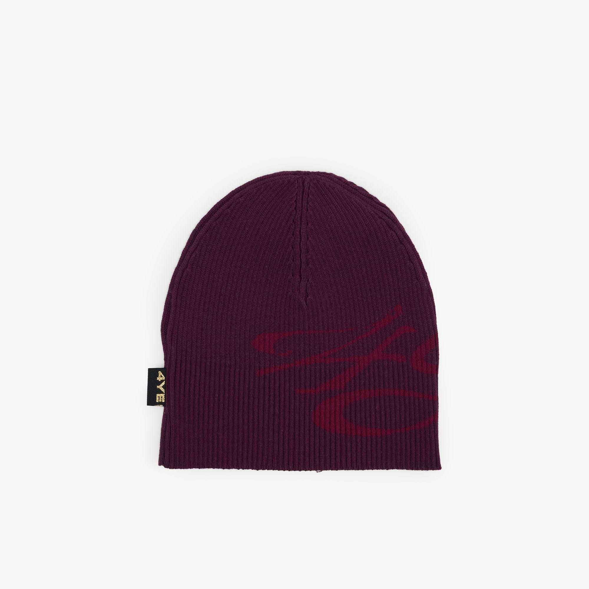 4YE Signature Ribbed Beanie Plum / Red