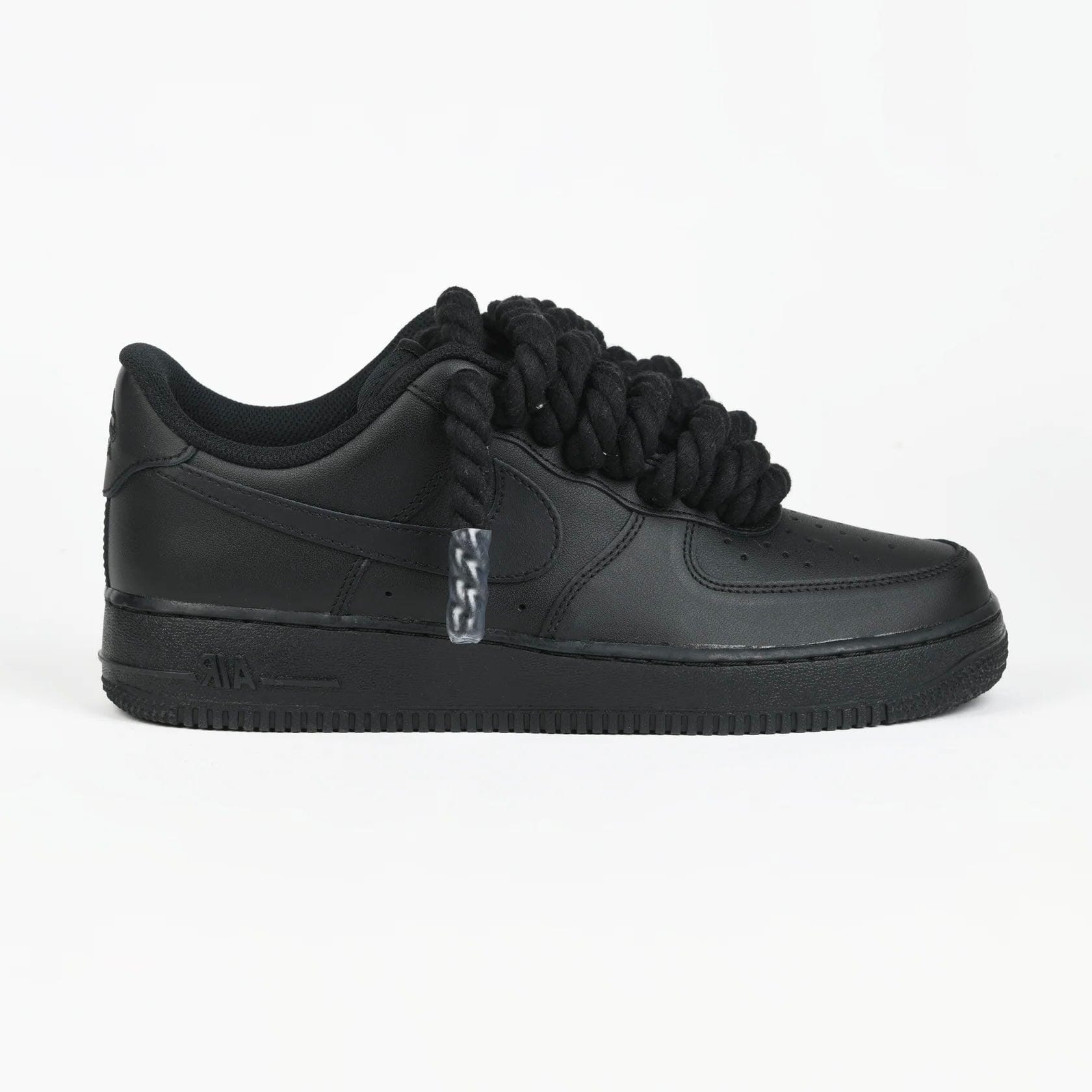 Nike Air Force 1 Black Rope Laces Corda Custom Black
