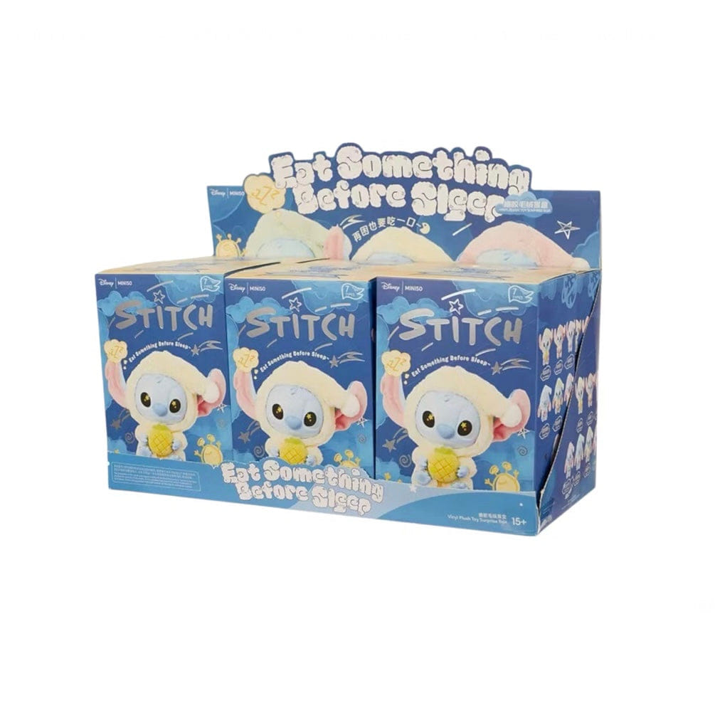 Miniso Top Toy Disney Stitch Eating Something Before Sleep Plush Keychain Sealed Case (6 Blind Box)