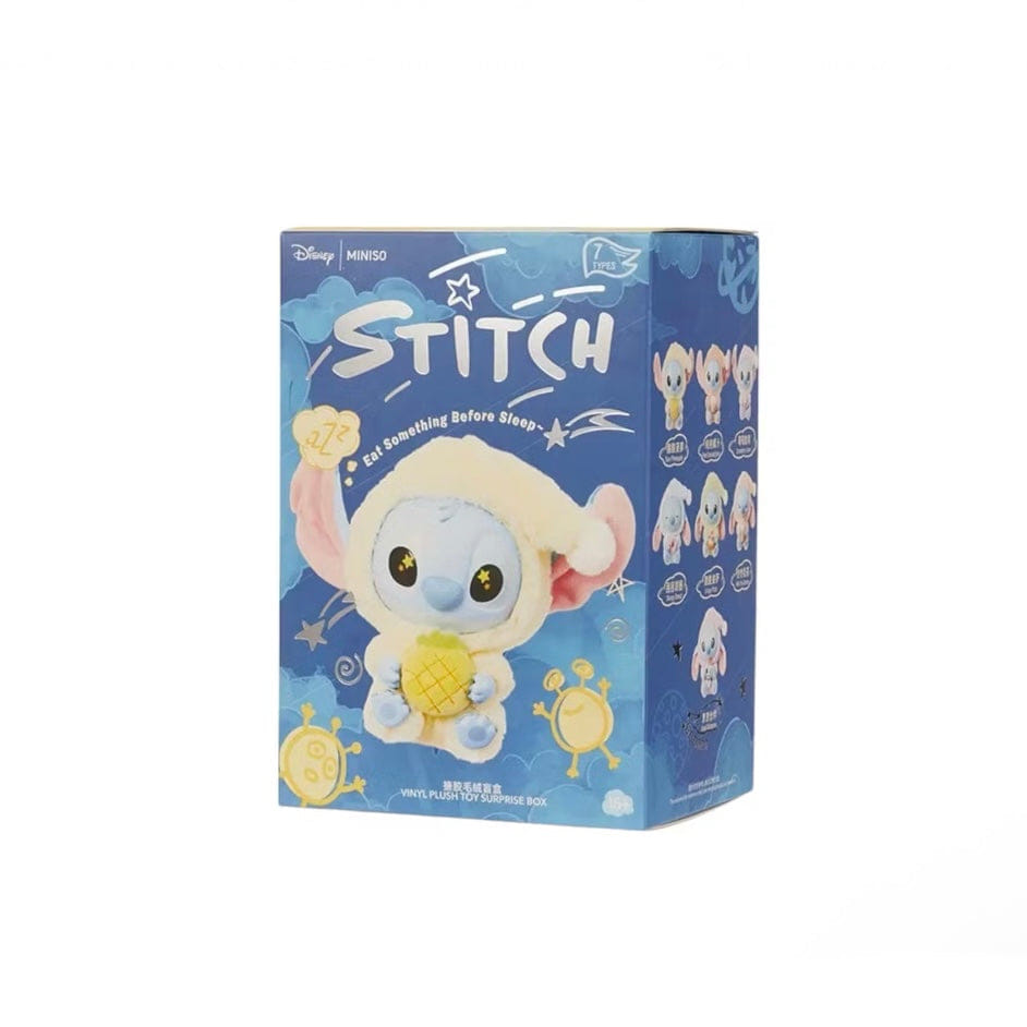Miniso Top Toy Disney Stitch Eating Something Before Sleep Push Keychain Single Blind Box