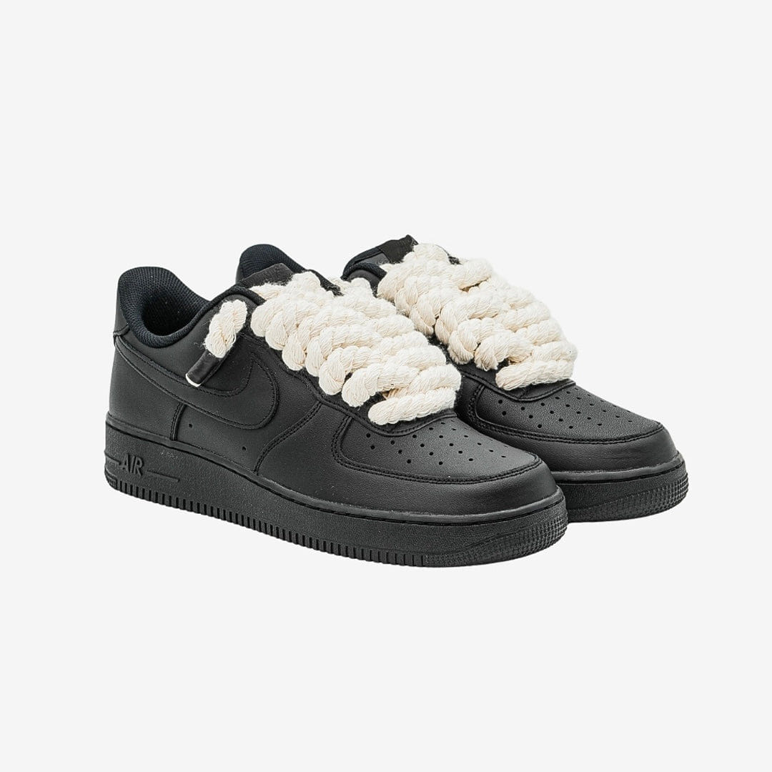 Nike Air Force 1 Black Rope Laces Custom Beige
