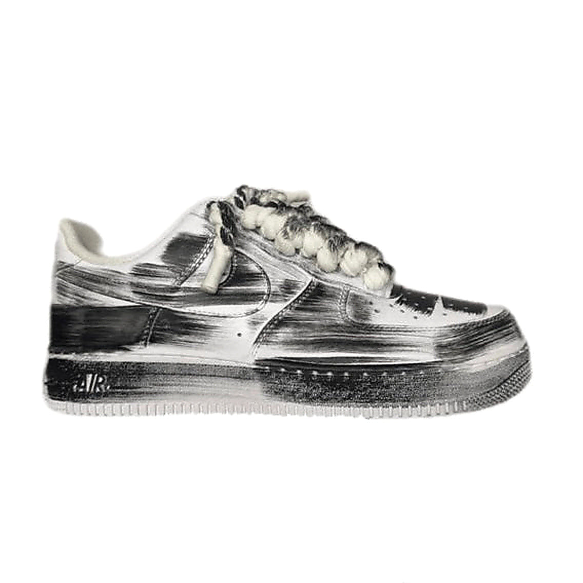 Nike Air Force 1 Custom White Rope Laces Effetto Sporco Spuorc Paint