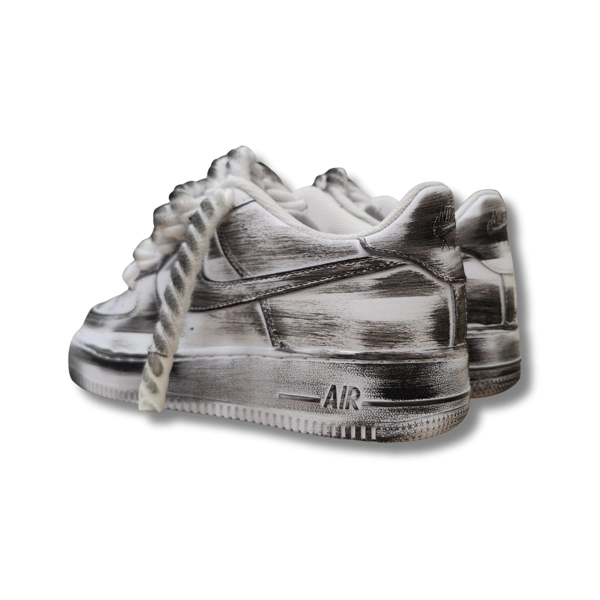 Nike Air Force 1 Custom White Rope Laces Effetto Sporco Spuorc Paint