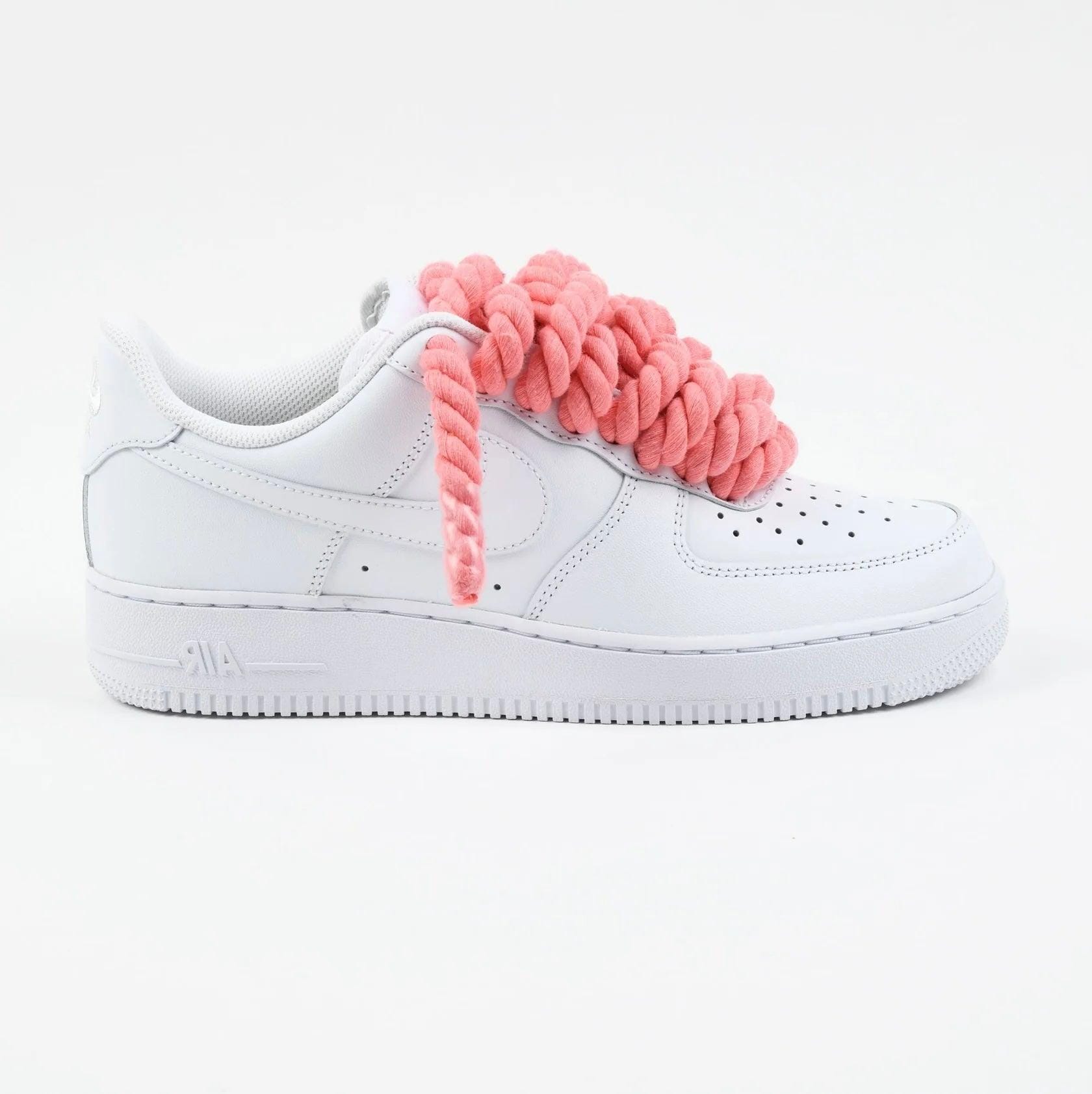 Nike Air Force 1 Rope Laces Custom Pink Rosa Big Bubble