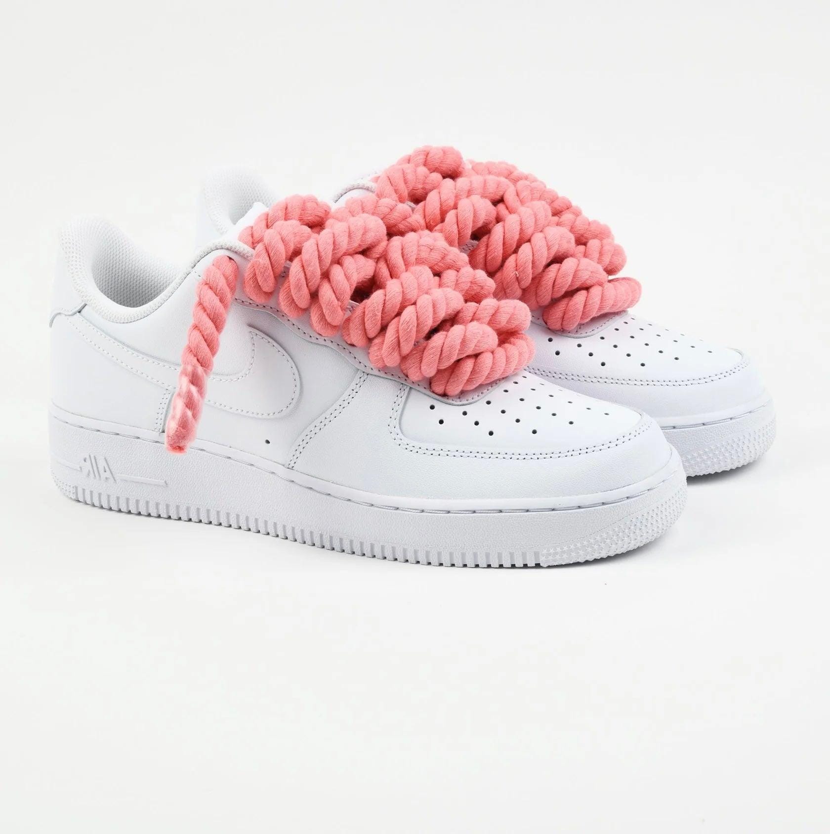 Nike Air Force 1 Rope Laces Custom Pink Rosa Big Bubble