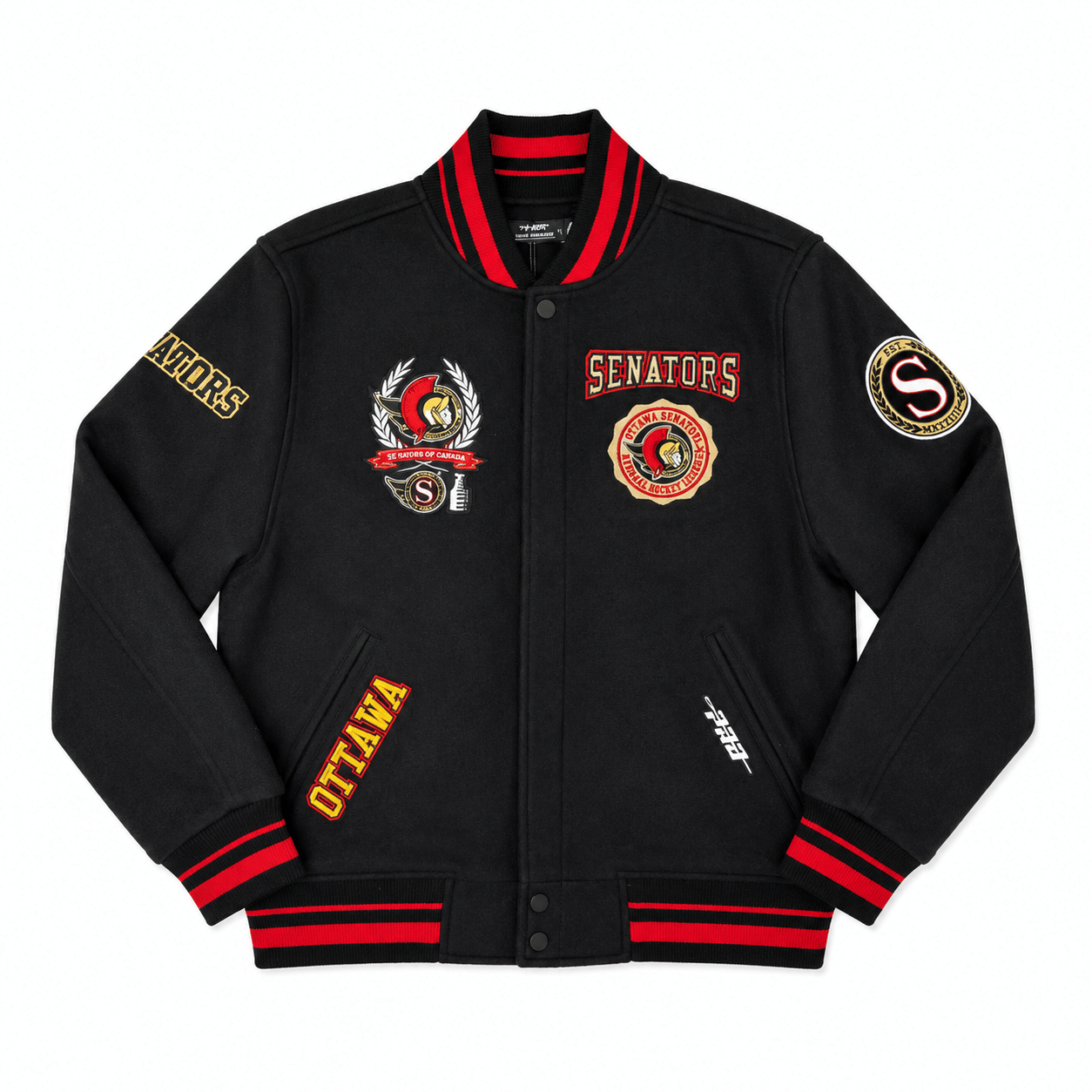 PRO STANDARD OTTAWA SENATORS "3X STANLEY CUP CHAMPIONS" VARSITY JACKET BLACK / RED