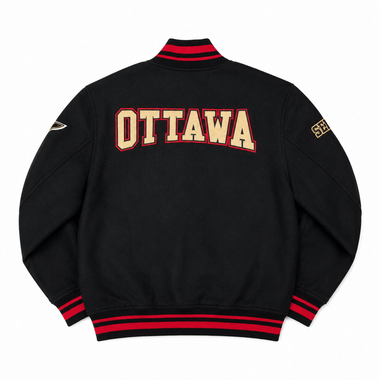 PRO STANDARD OTTAWA SENATORS "3X STANLEY CUP CHAMPIONS" VARSITY JACKET BLACK / RED