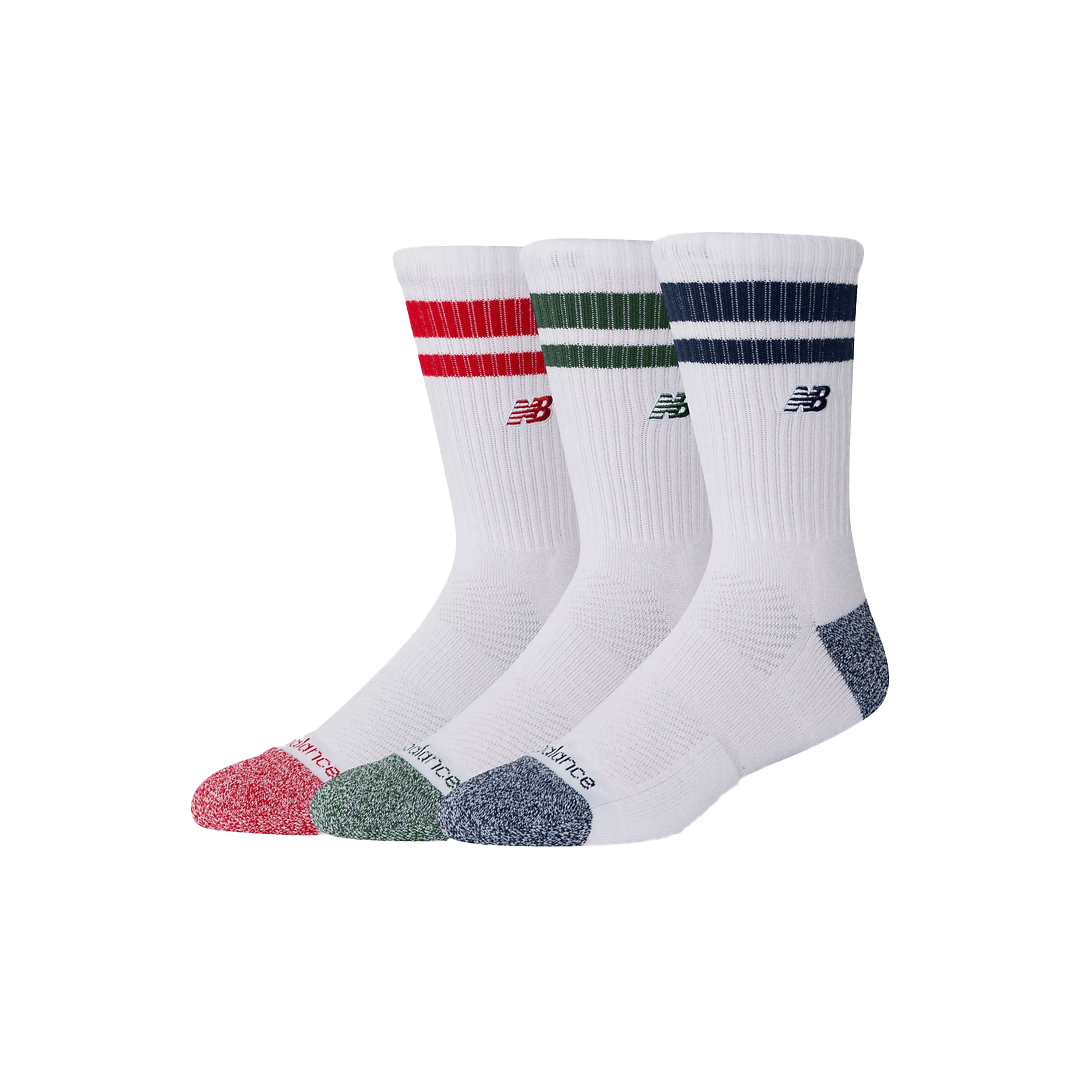 New Balance ACTIVE PREMIUM STRIPE CREW SOCKS 3 PACK TEAM RED