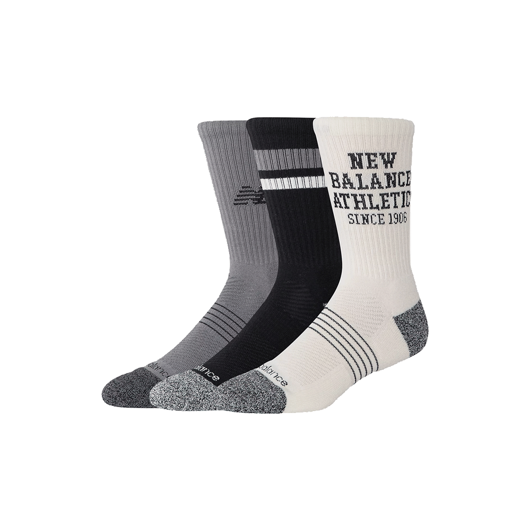 New Balance ACTIVE GRAPHIC CREW SOCKS 3 PACK BLACK MULTI
