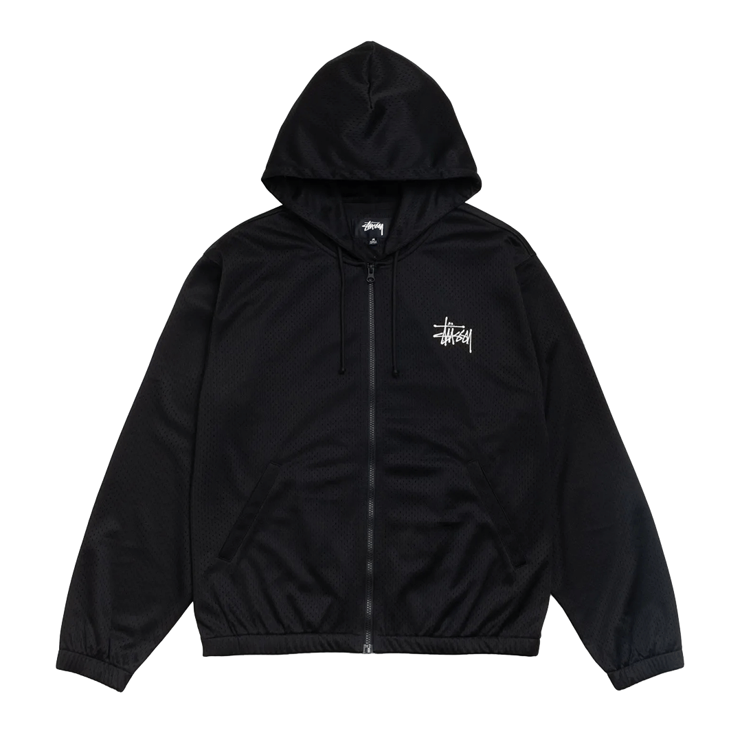 Stussy ATHLETIC MESH ZIP HOODIE BLACK