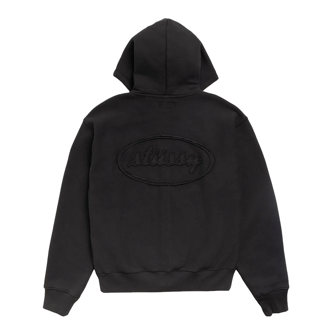 Stussy CURSIVE APPLIQUE ZIP HOODIE BLACK