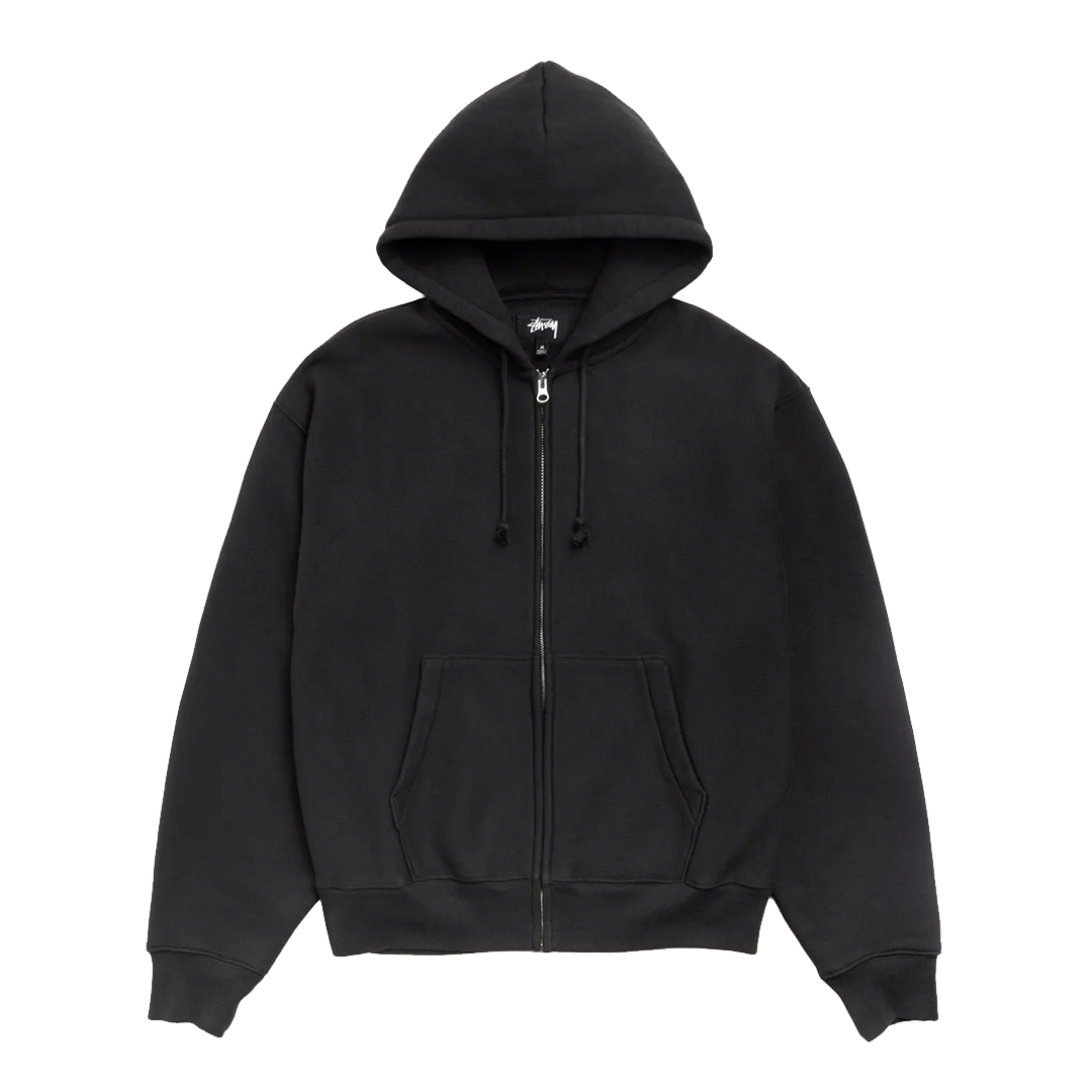 Stussy CURSIVE APPLIQUE ZIP HOODIE BLACK